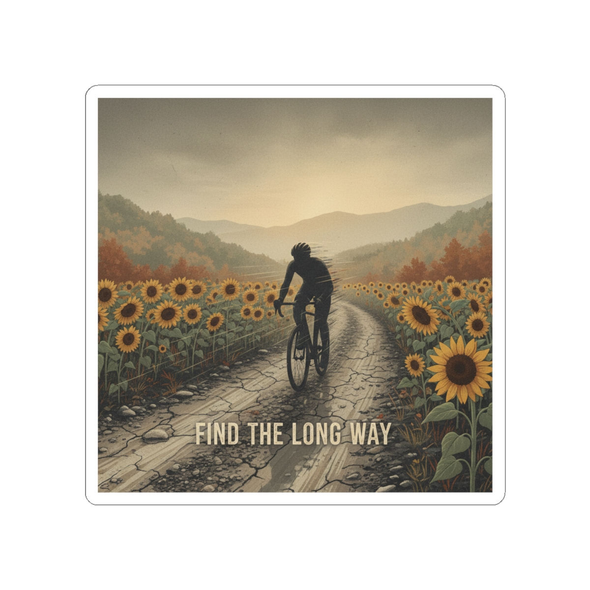 Cyclist Kiss-Cut Sticker – Find the Long Way