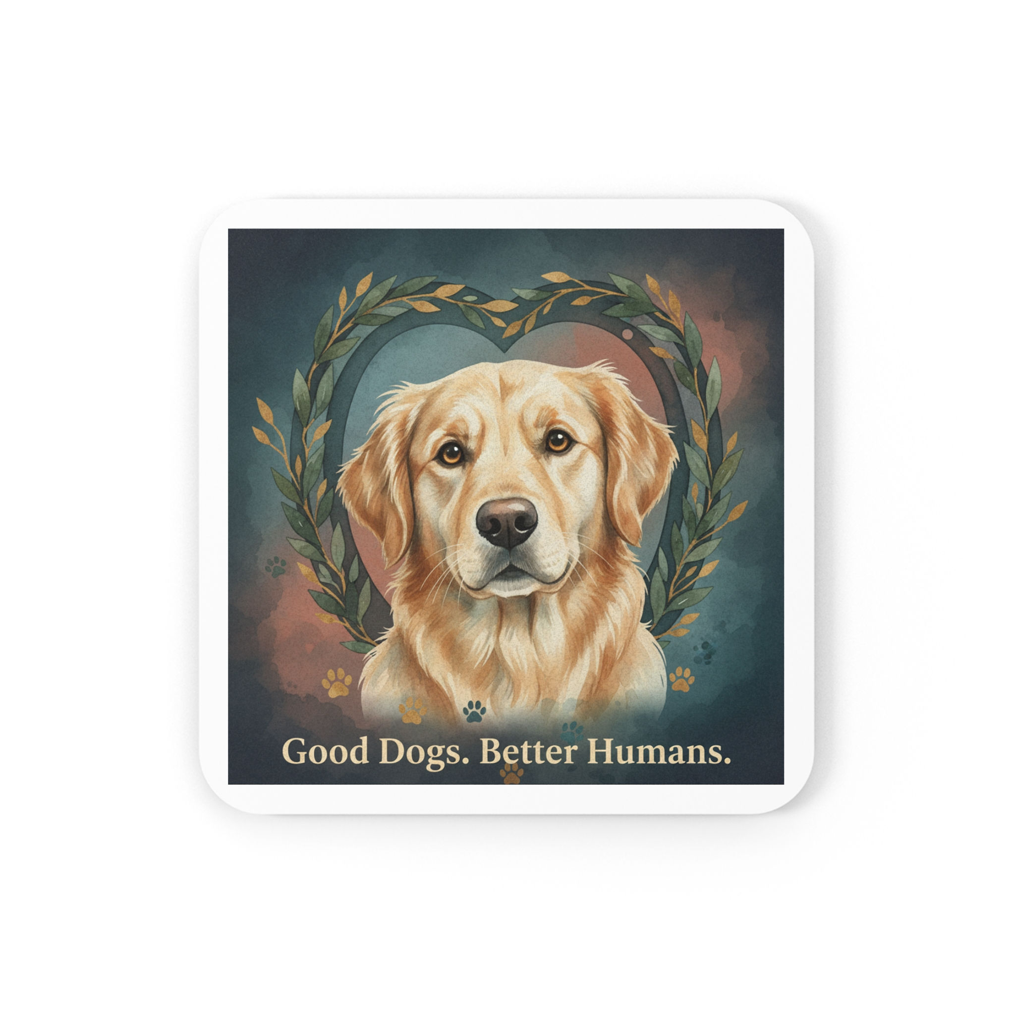 Golden Retriever Cork Coaster – Good Dogs Better Humans