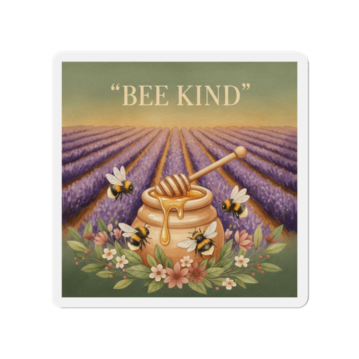 Bees Lavender Honey Jar Die-Cut Magnet – Bee Kind