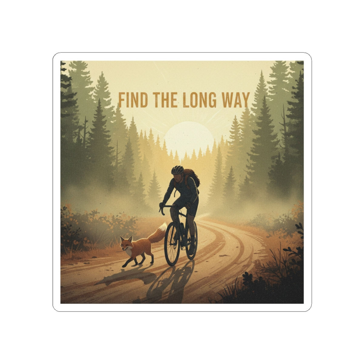 Cyclist Kiss-Cut Sticker – Find the Long Way
