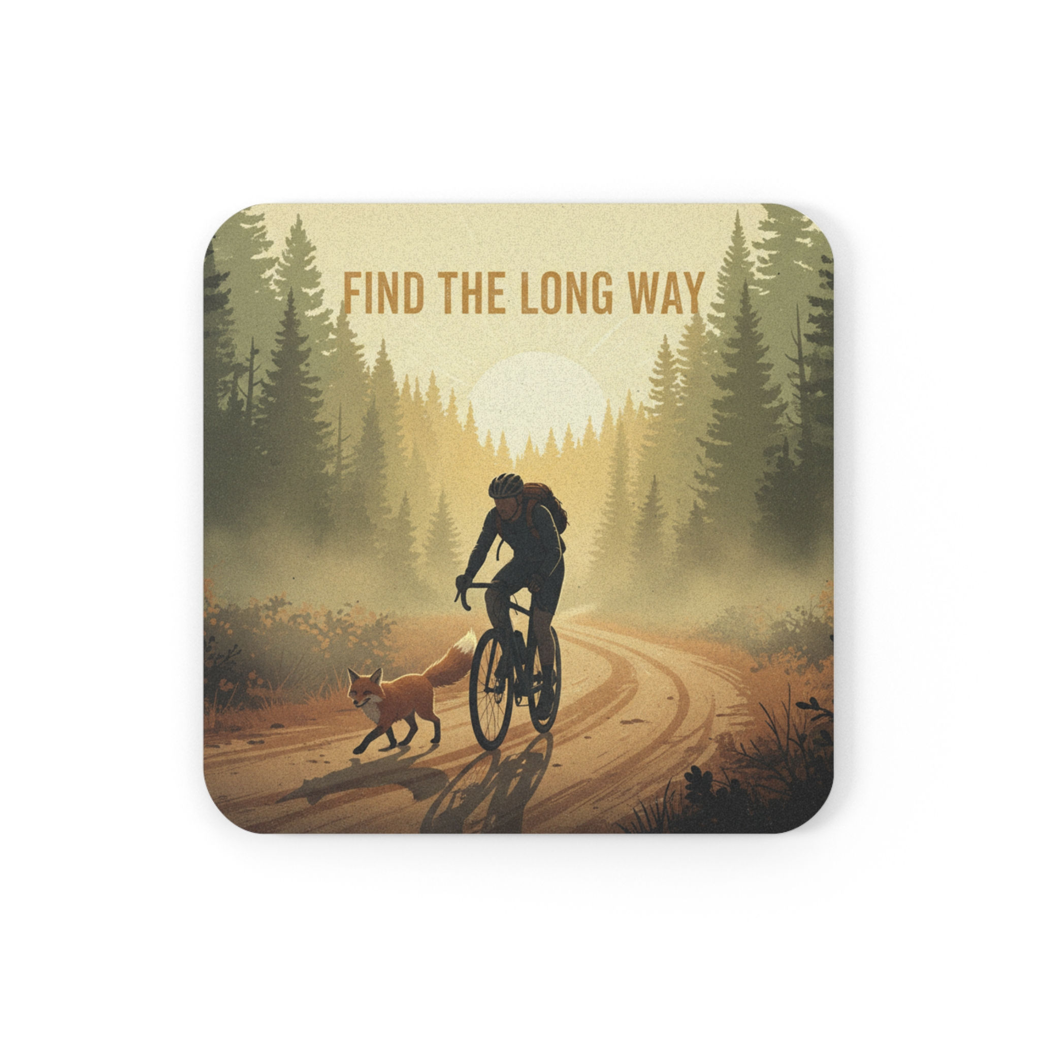 Cyclist Cork Coaster – Find the Long Way