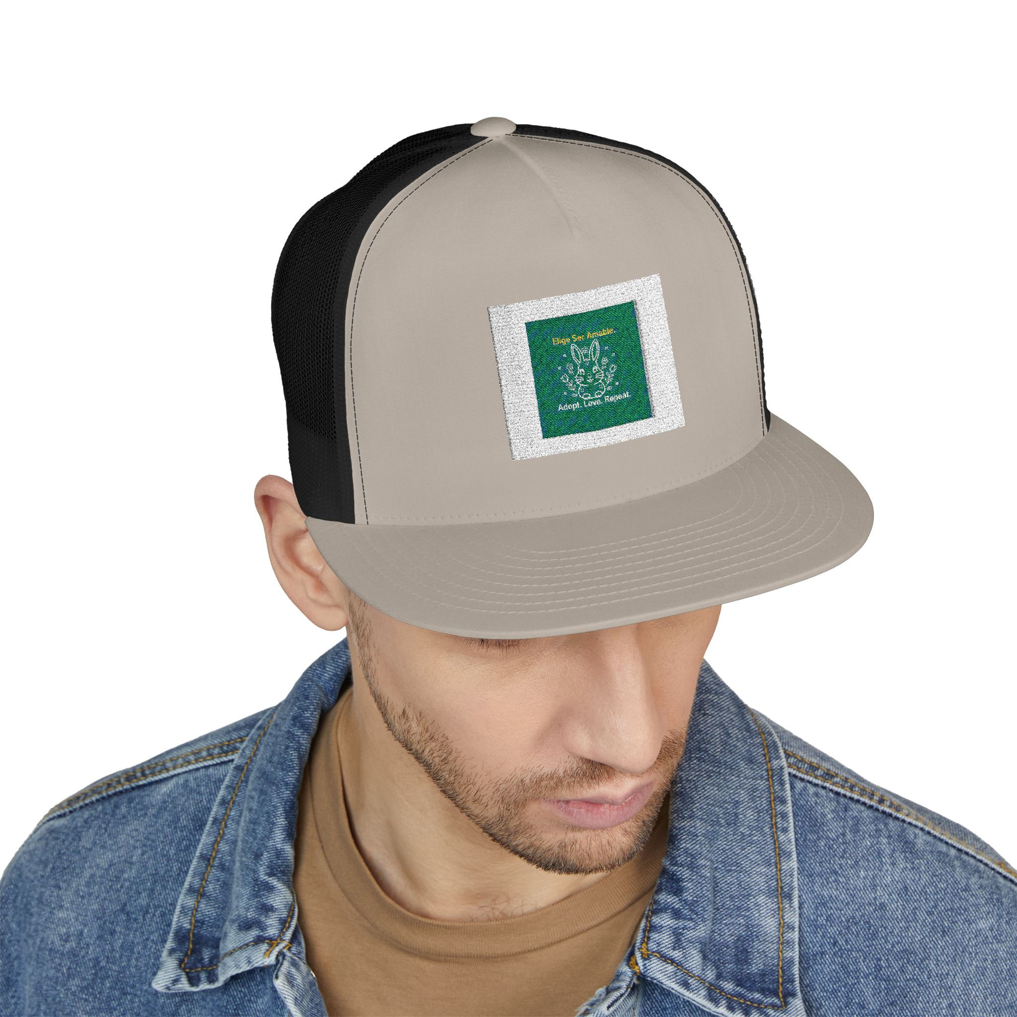 Rabbit Trucker Cap – Elige Ser Amable. Adopt. Love. Repeat