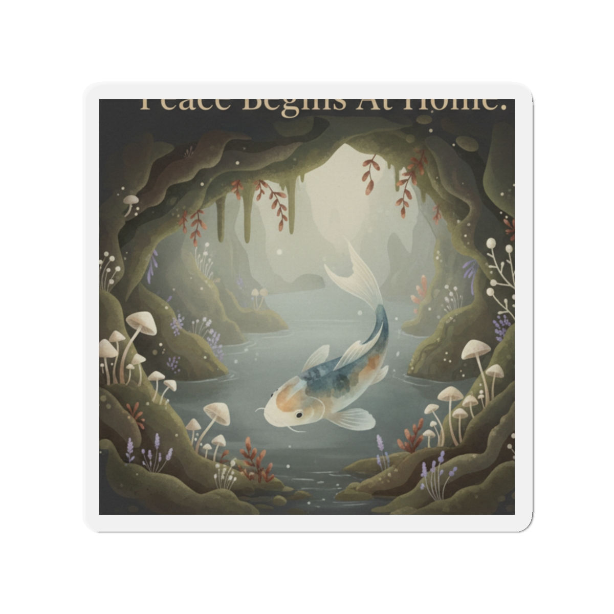 Koi Die-Cut Magnet – Peace Begins at Home
