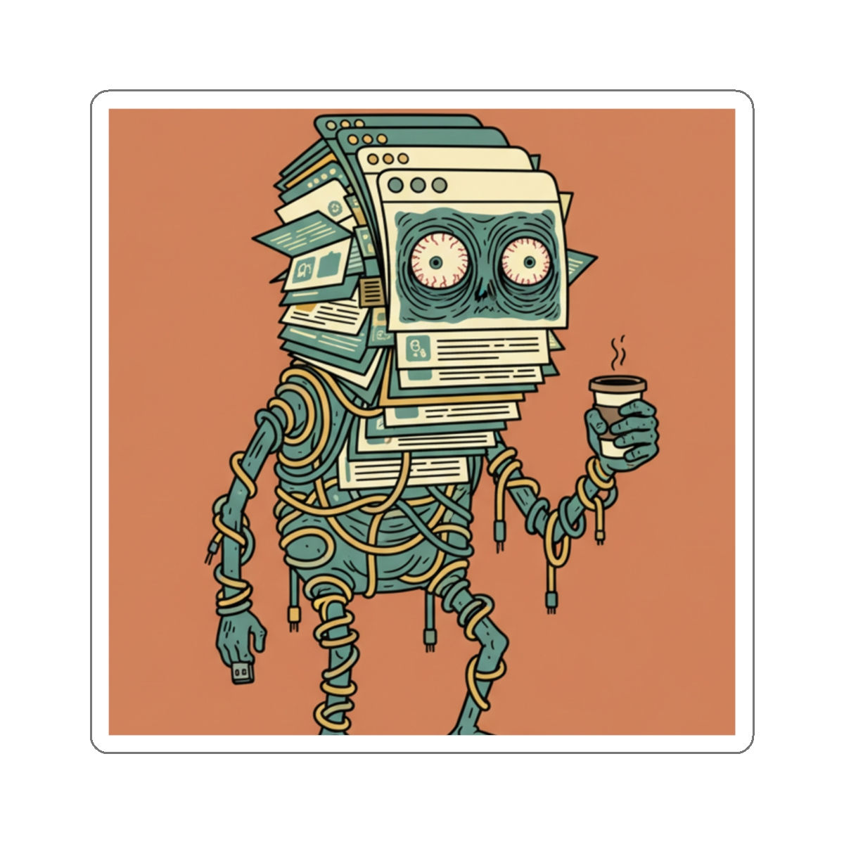 Tab Zombie Todd Die-Cut Sticker – Tab Zombie Todd Never Closes