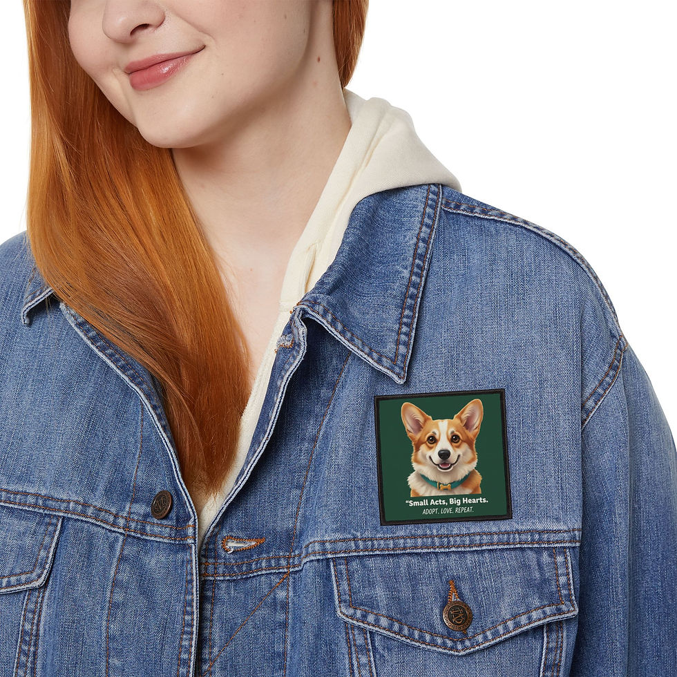 Thumbnail: Corgi Iron-On Patch – Small Acts Big Hearts Adopt Love Repeat
