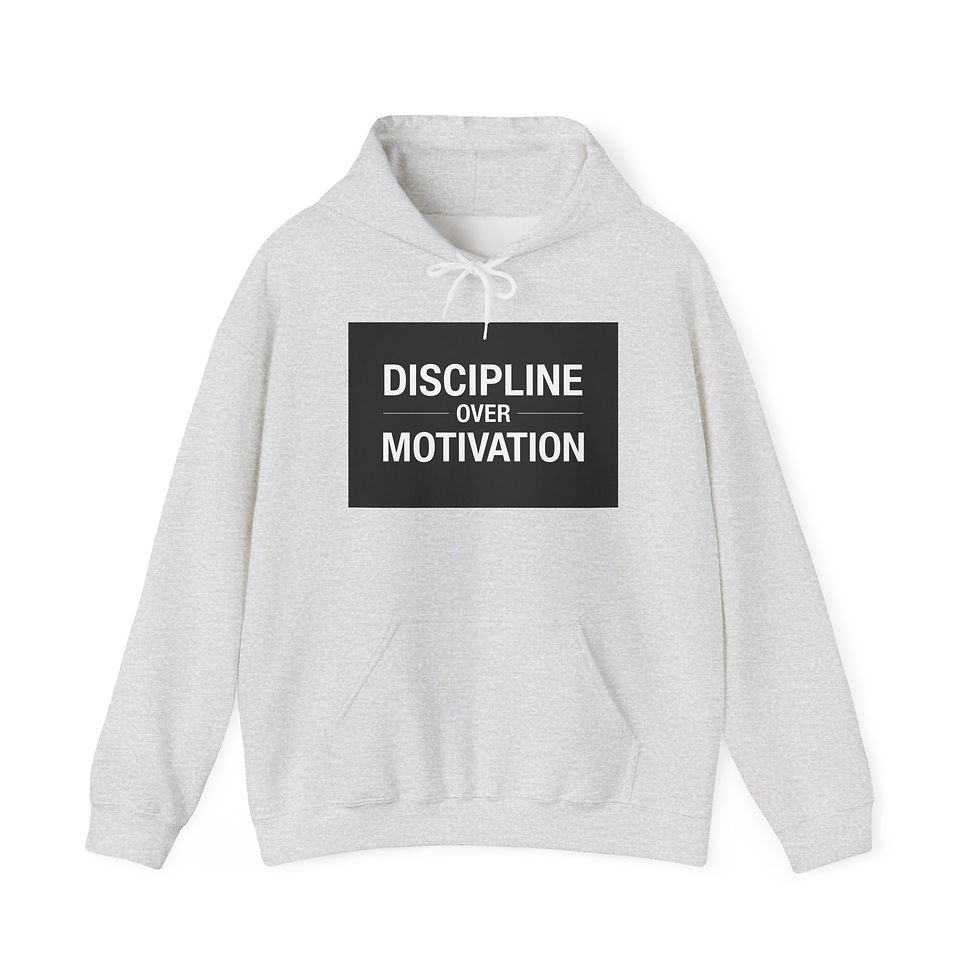 Thumbnail: Discipline Over Motivation Hoodie — Motivational Fitness Sweatshirt