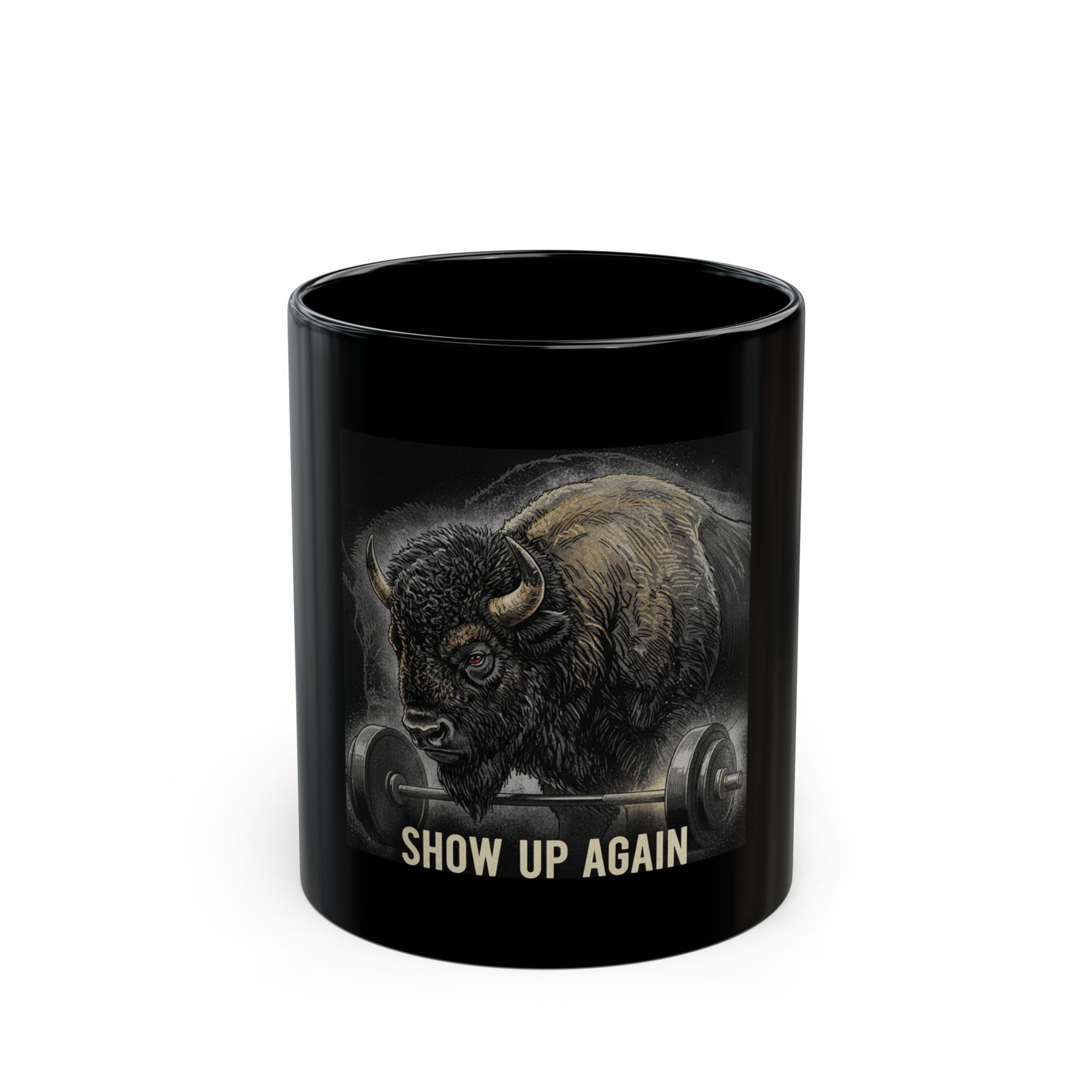 Bison Black Mug 11oz – Show Up Again