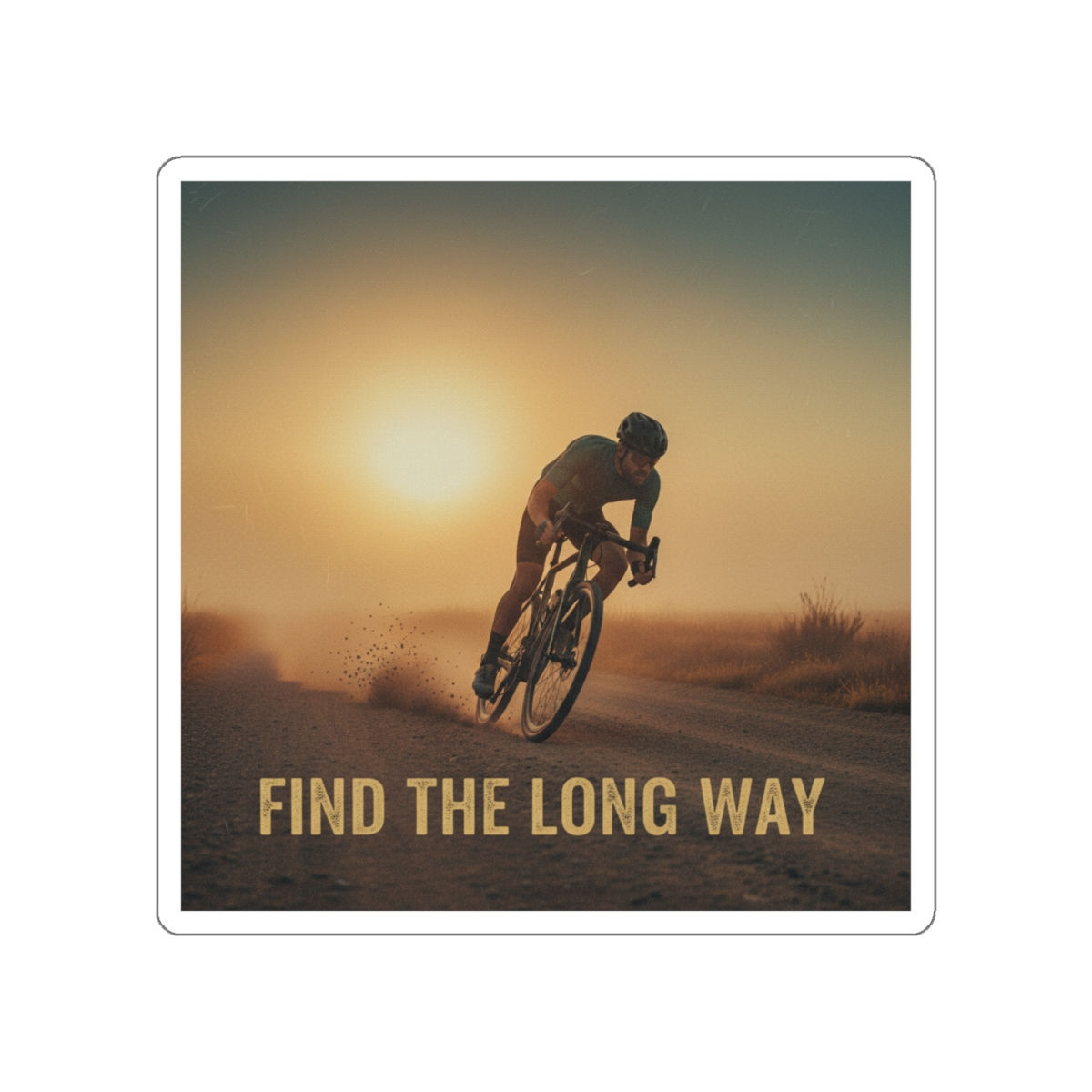 Cyclist Die-Cut Sticker – Find the Long Way