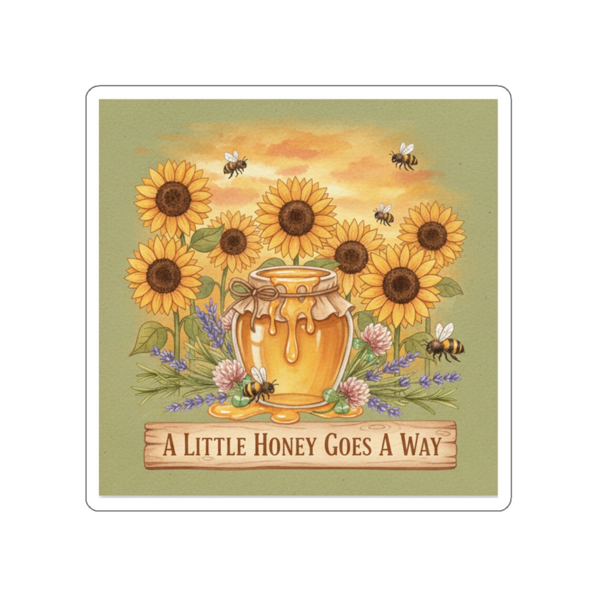 Honey Jar And Sunflowers Die-Cut Sticker – A Little Honey Goes a Way