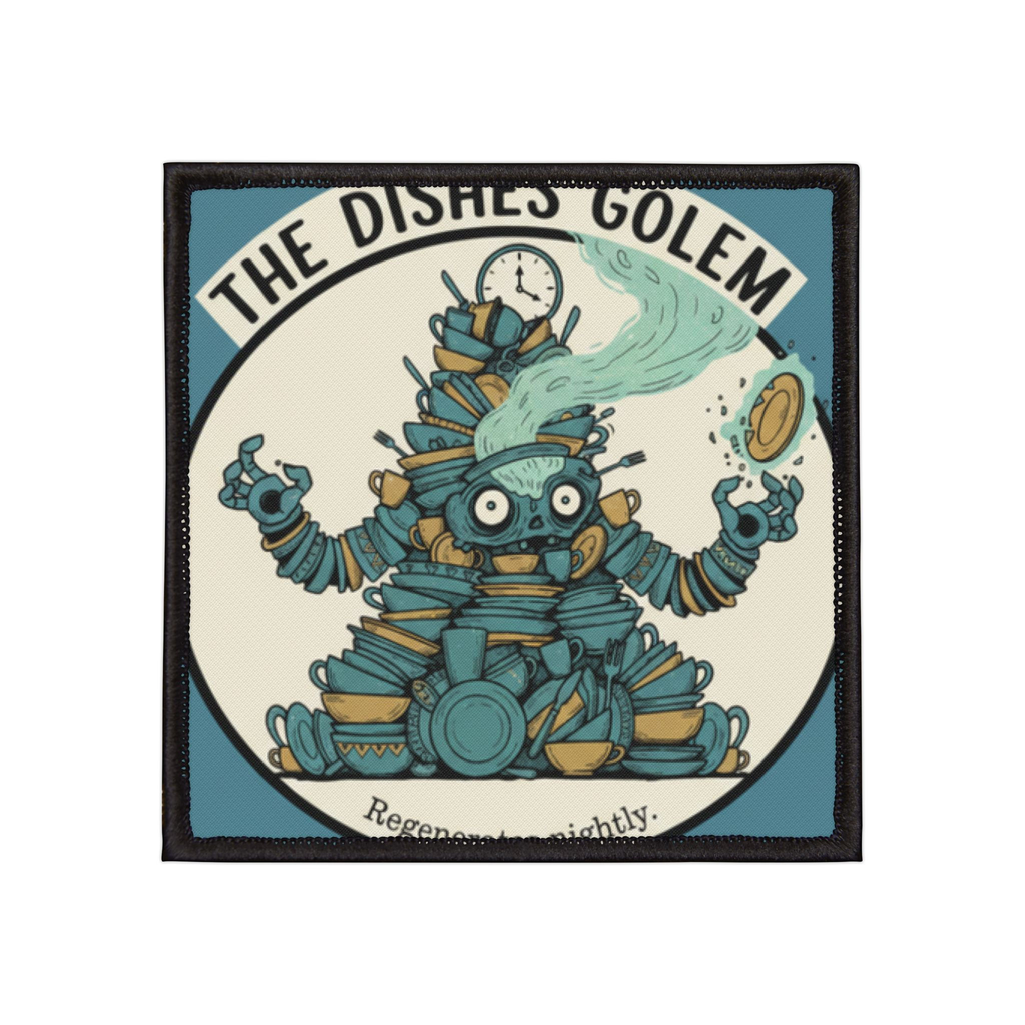 Dishes Golem Iron-On Patch – The Dishes Golem Regenerates Nightly