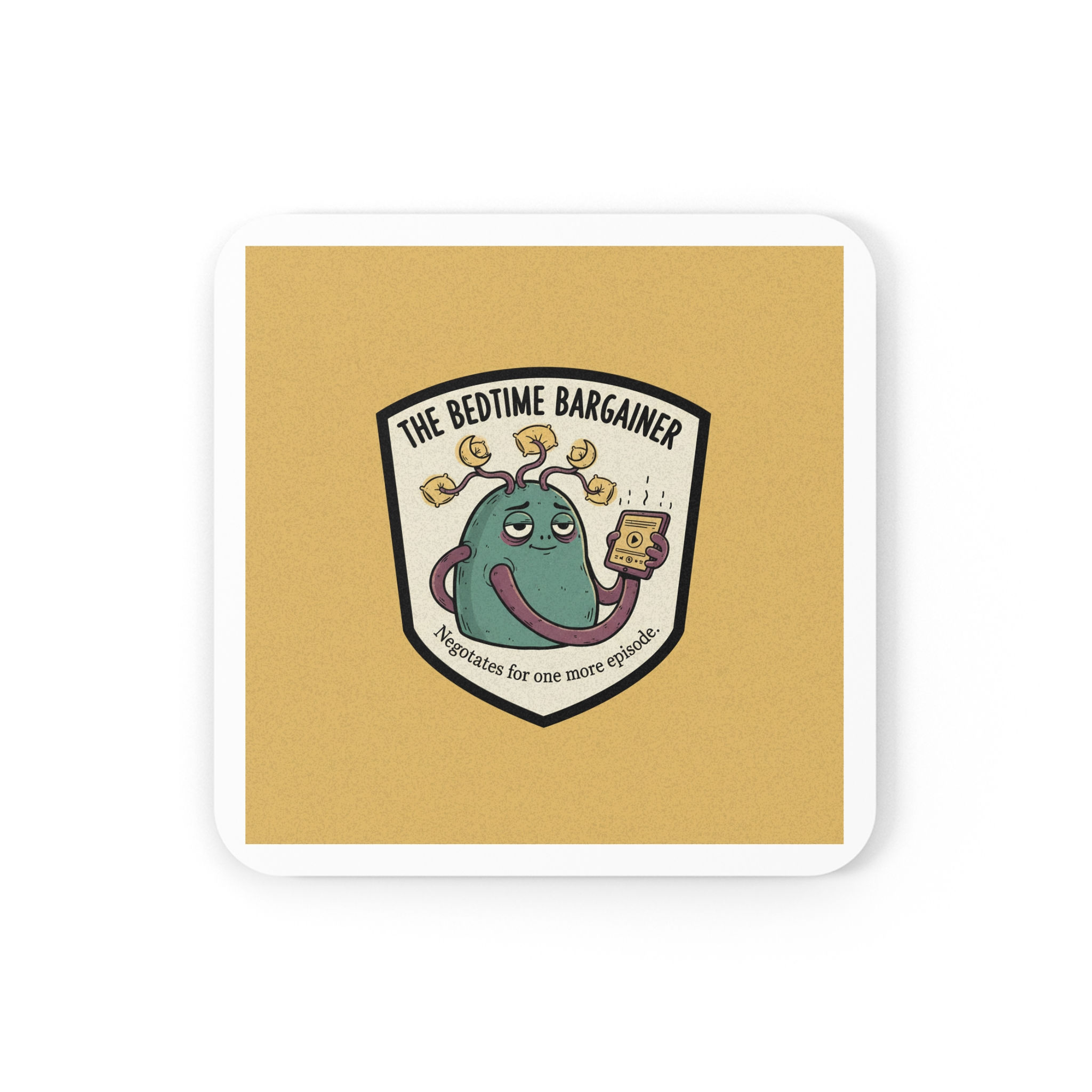 Bedtime Bargainer Cork Coaster – The Bedtime Bargainer Negotiates for One