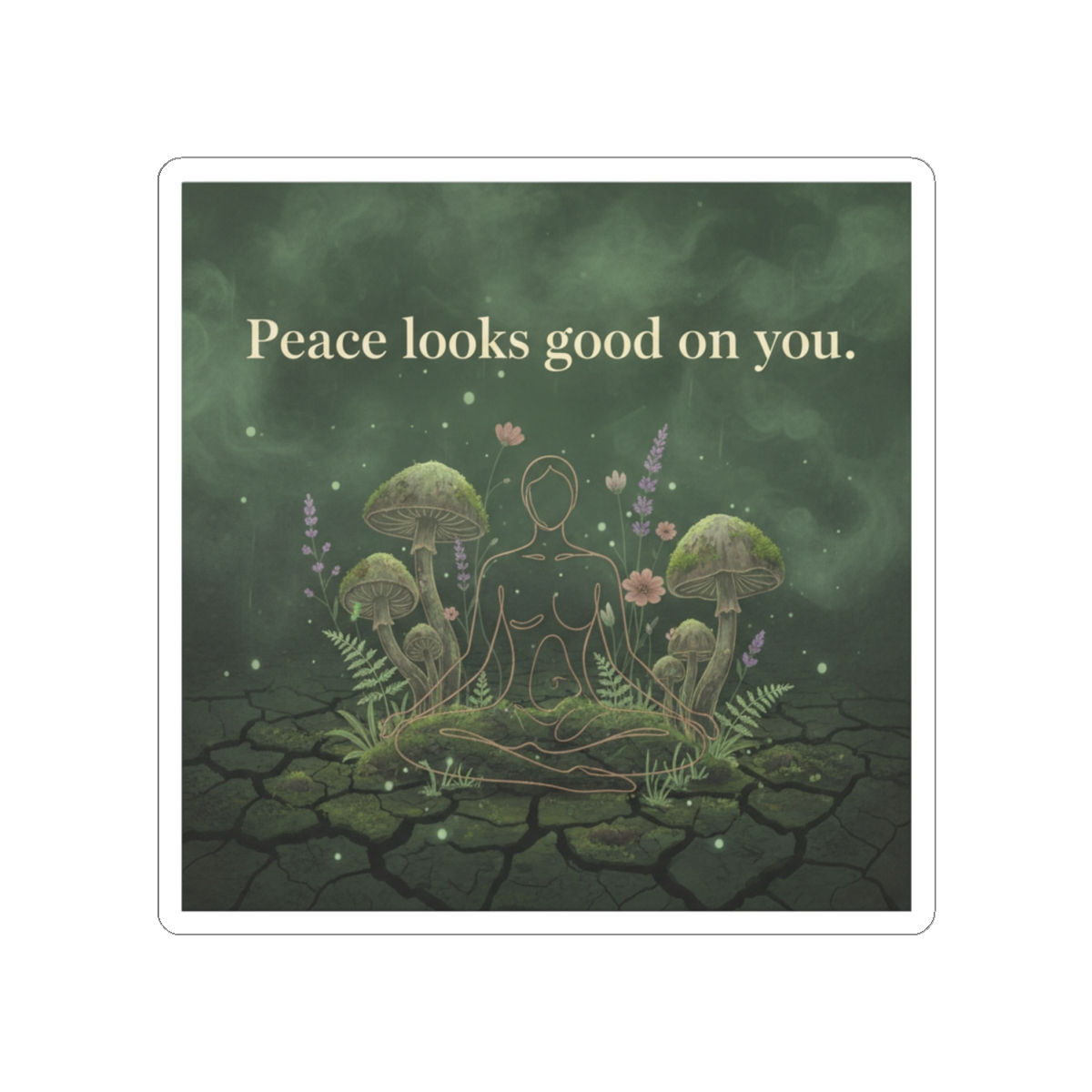 Meditating With Mushroo Kiss-Cut Sticker – Peace Looks Good on You