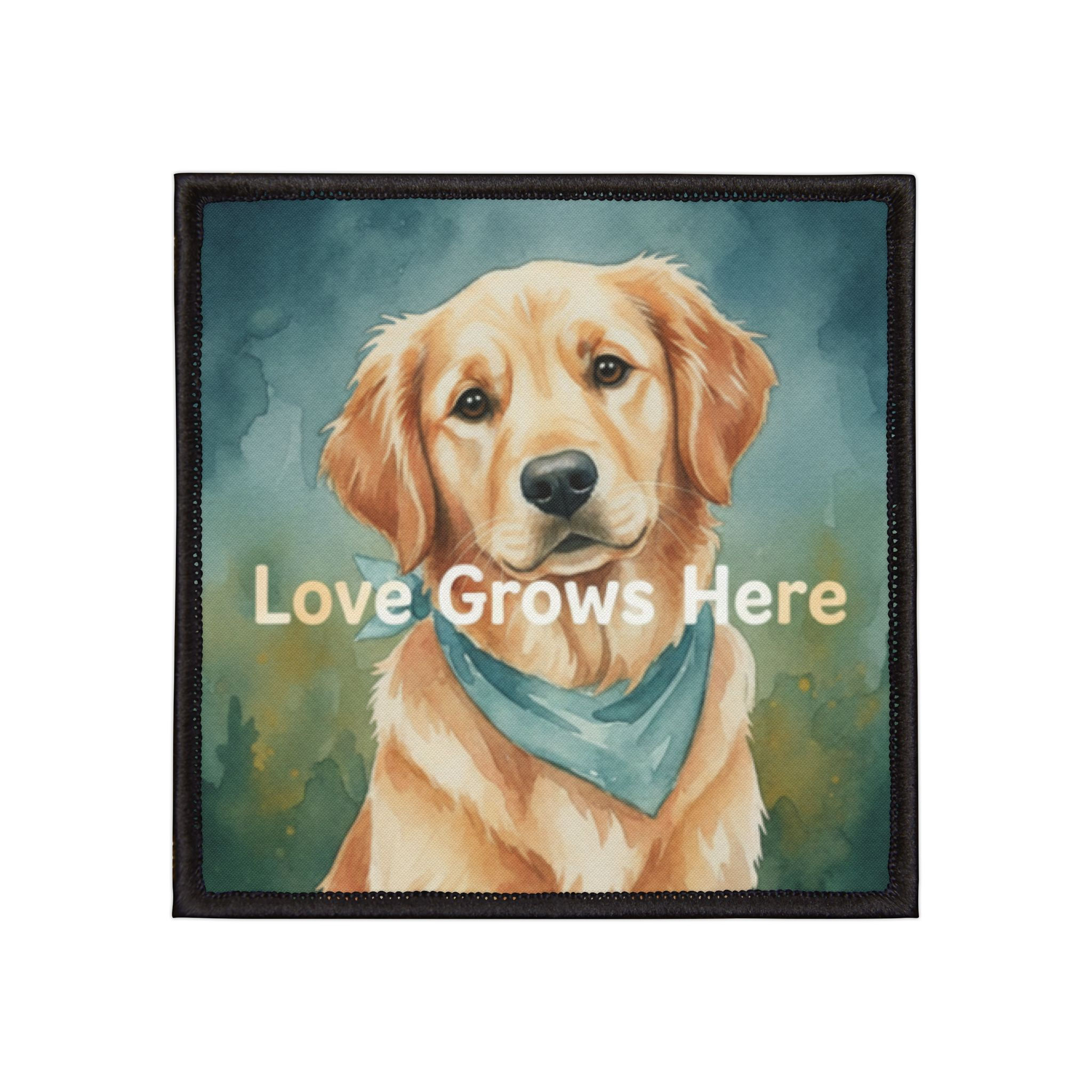 Golden Retriever Iron-On Patch – Love Grows Here