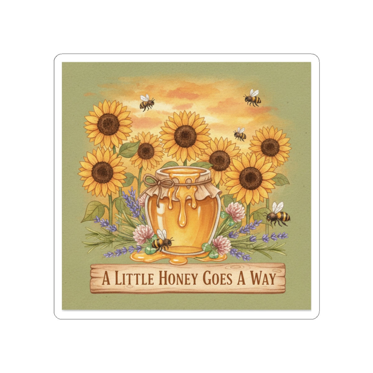 Honey Jar And Sunflowers Kiss-Cut Sticker – A Little Honey Goes a Way