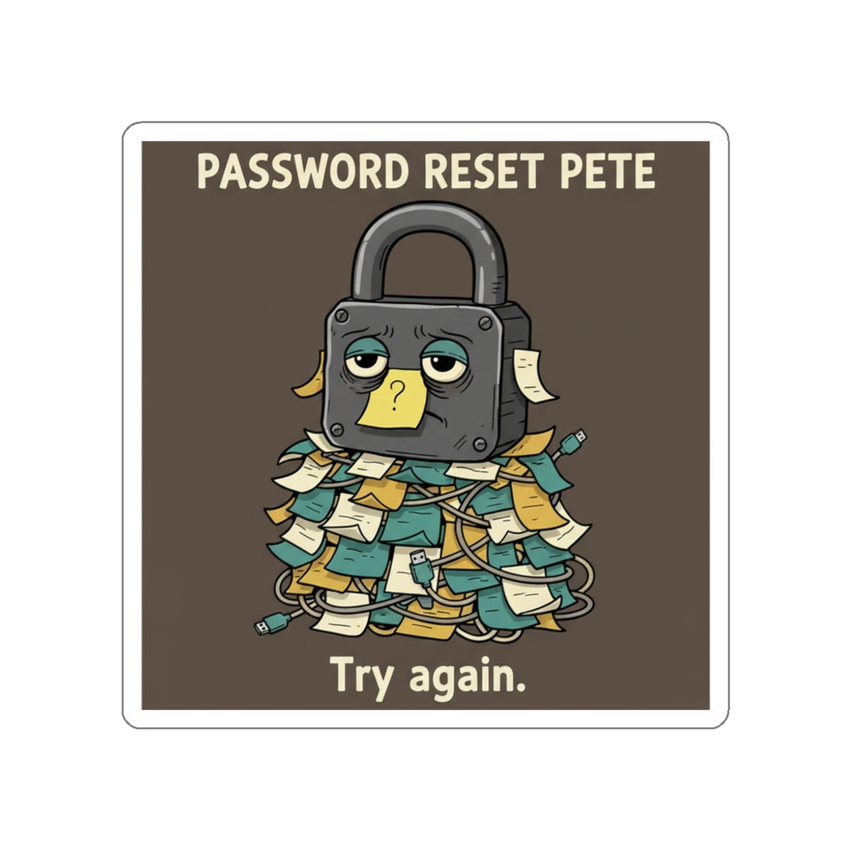 Password Reset Pete Try Again Die-Cut Sticker – Gift Idea