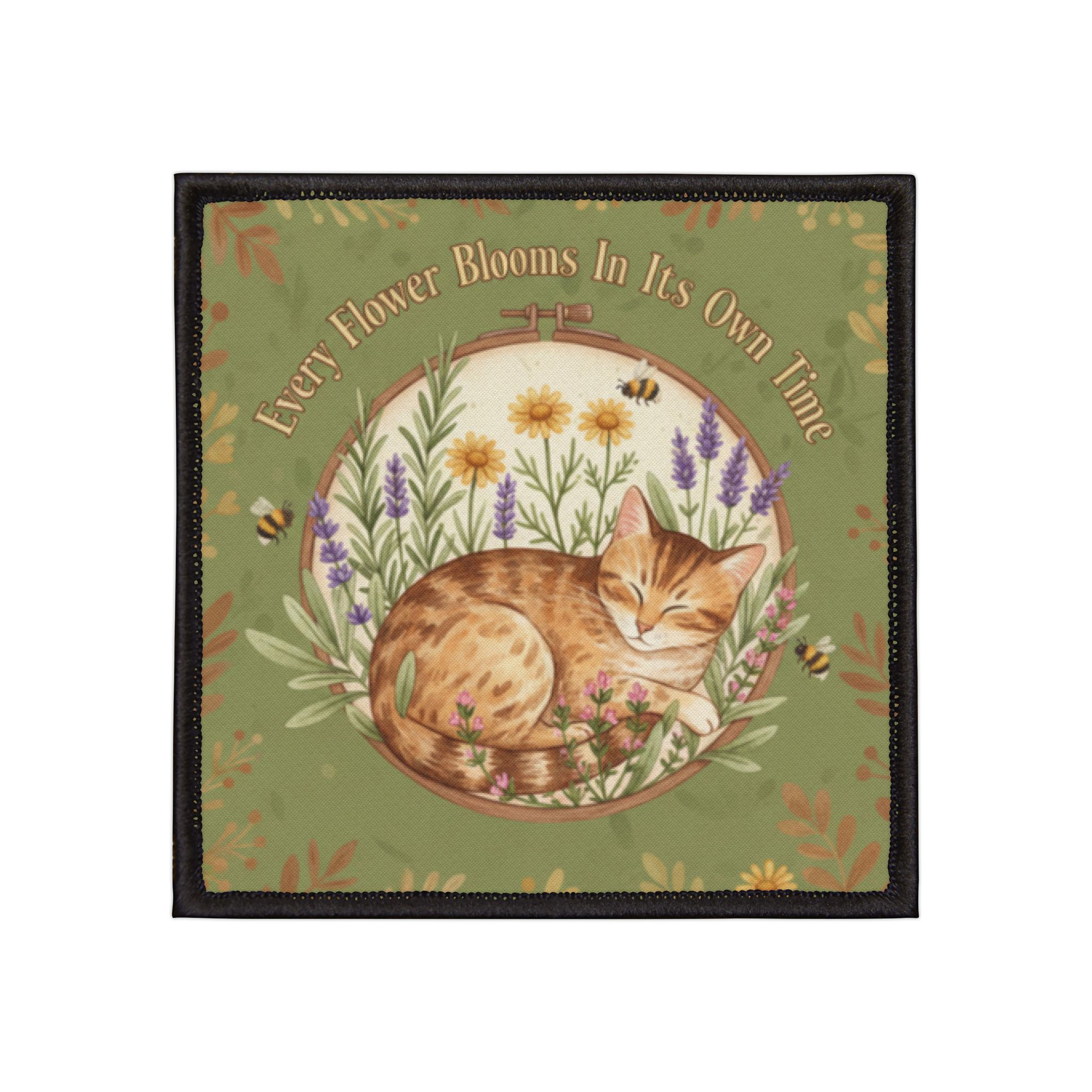 Tabby Cat Iron-On Patch – Every Flower Blooms in Its Own Time