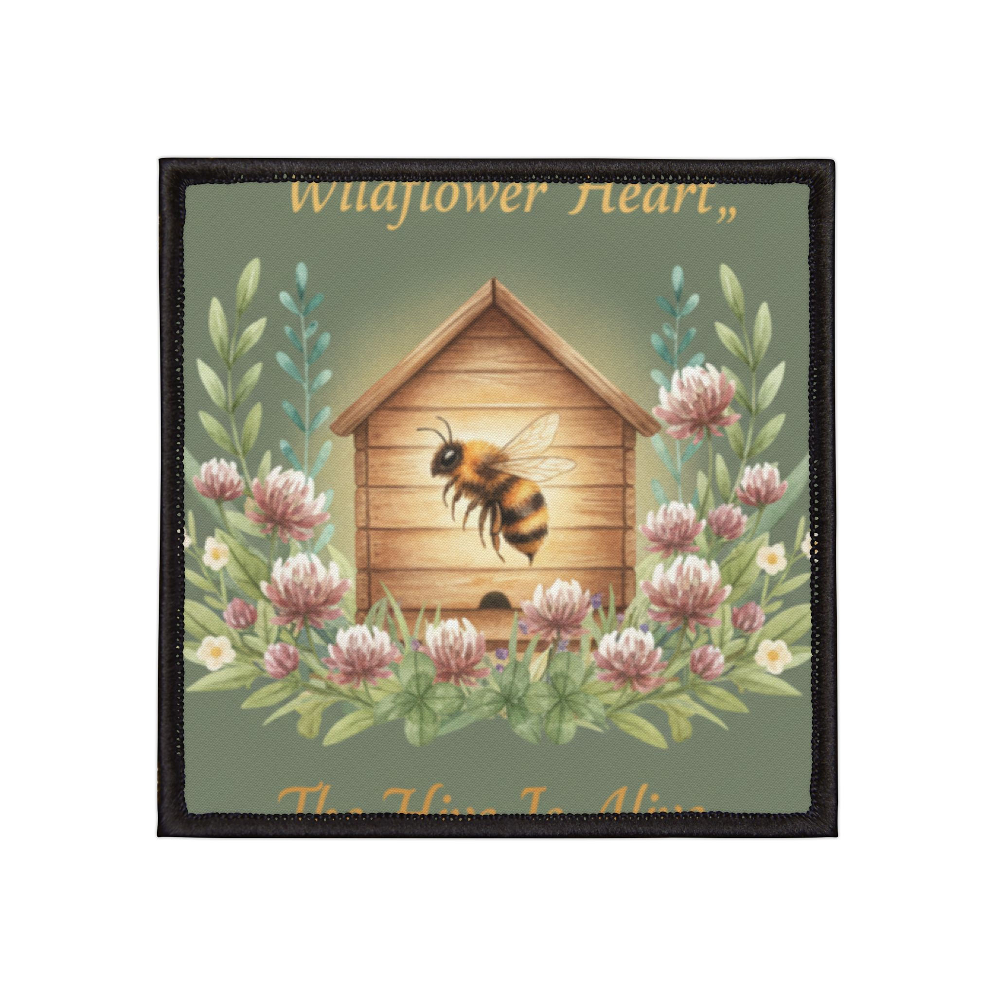 Honeybee Iron-On Patch – Wildflower Heart the Hive is Alive