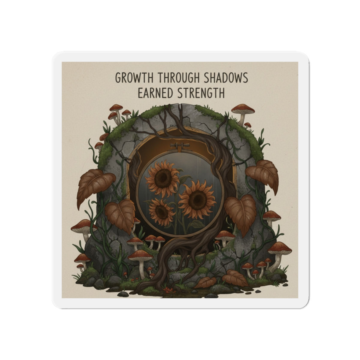 Growth Through Shadows Earned Strength Die-Cut Magnet – Wall Art