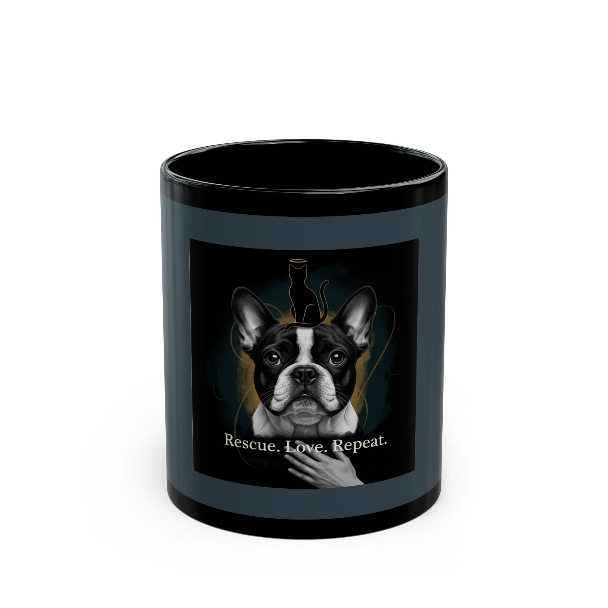 French Bulldog Black Mug 11oz – Rescue Love Repeat
