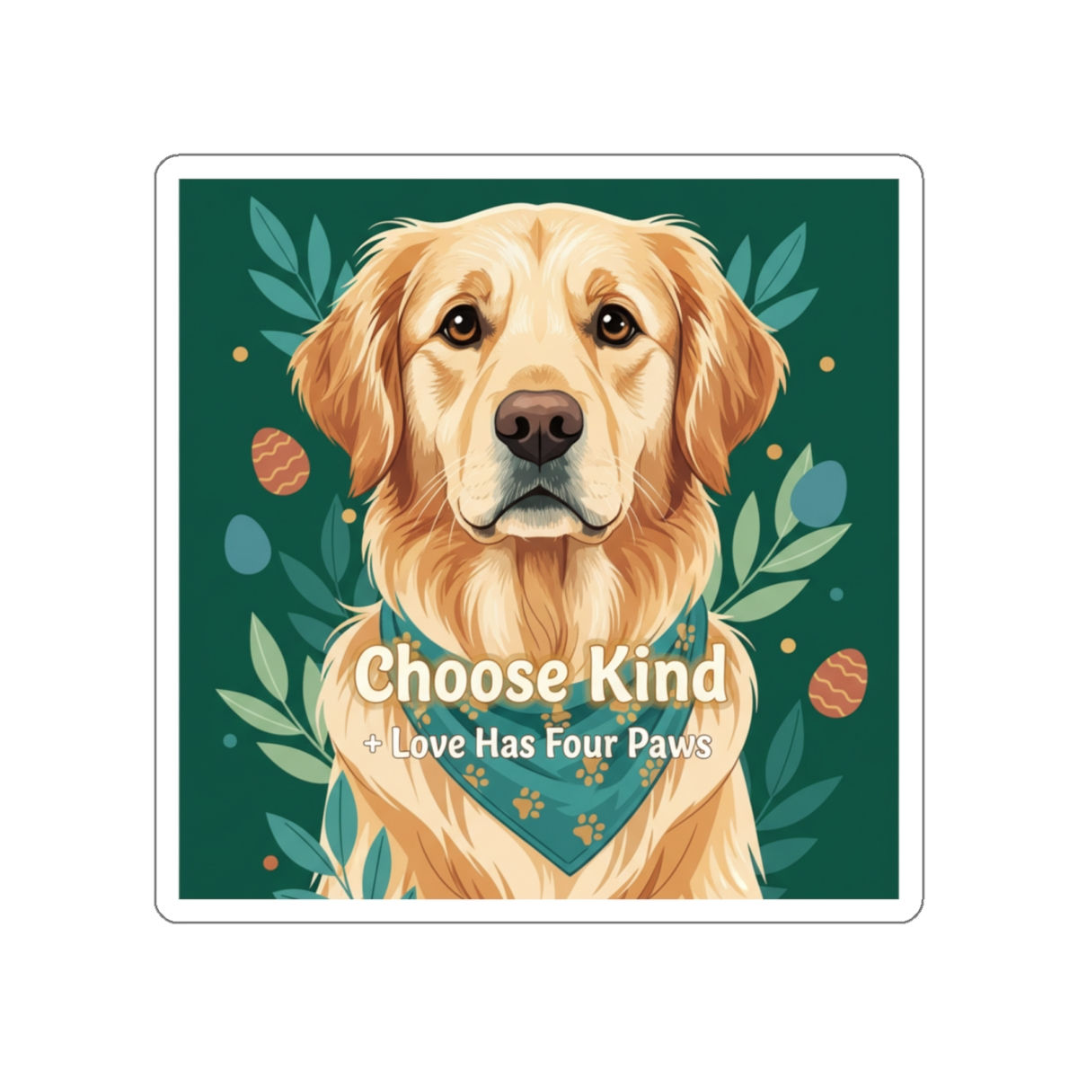 Golden Retriever Die-Cut Sticker – Choose Kind Love Has Four Paws