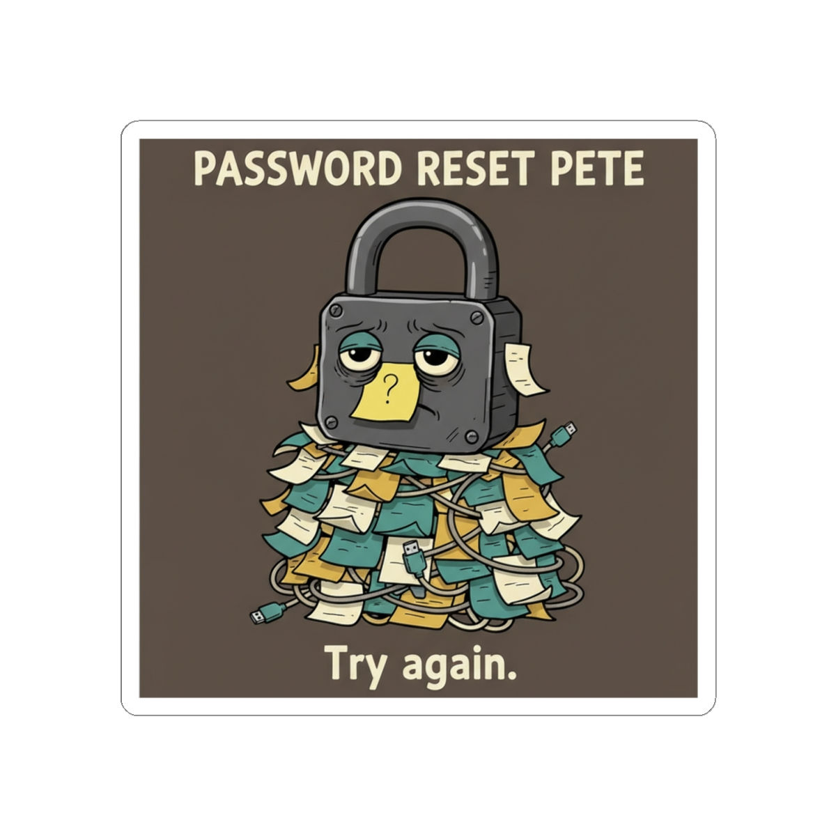 Password Reset Pete Try Again Kiss-Cut Sticker – Room Decor
