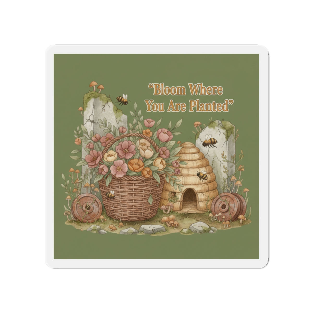 Bee Die-Cut Magnet – Bloom Where You Are Planted