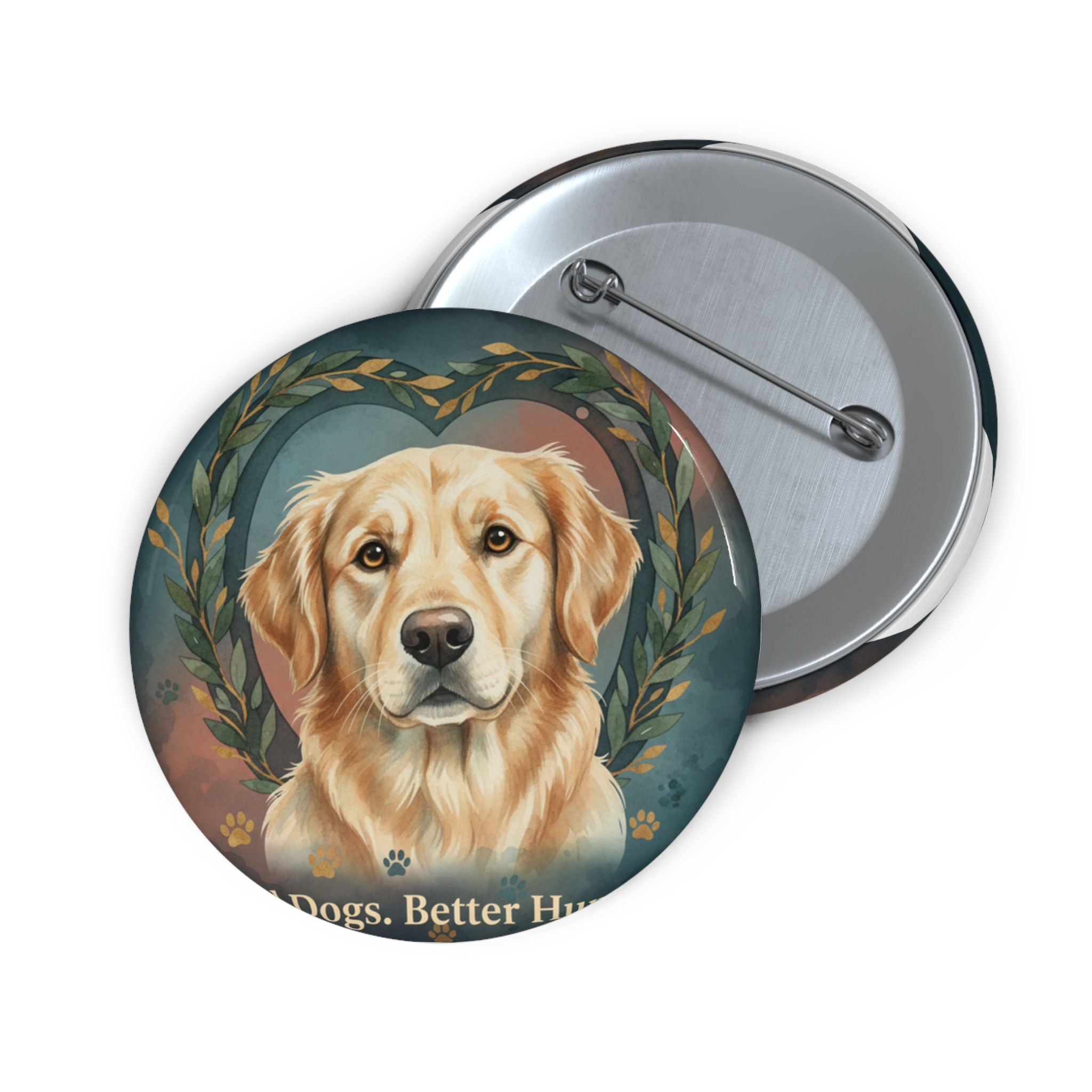 Golden Retriever Pin Button – Good Dogs Better Humans
