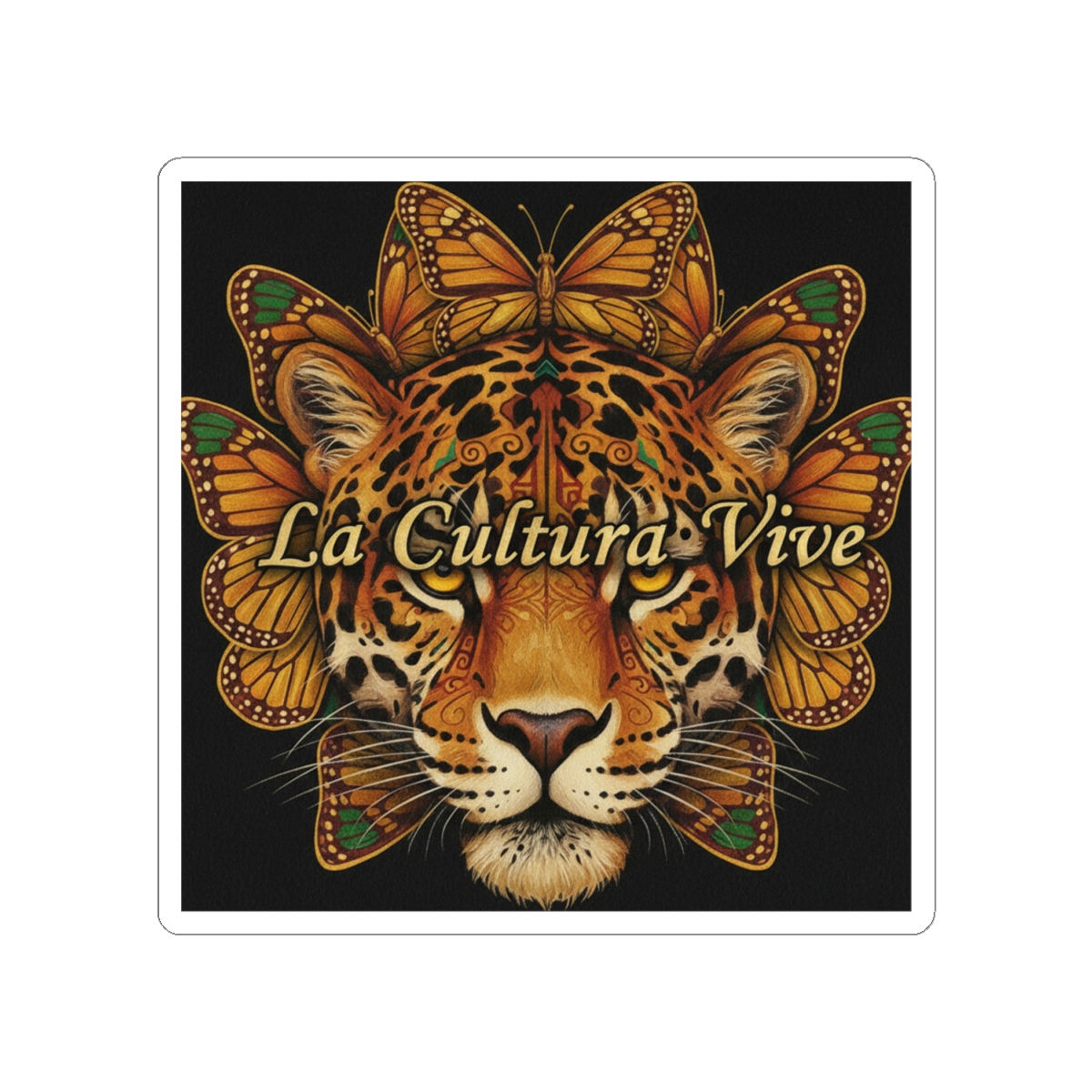 Jaguar And Monarch Butterflies Kiss-Cut Sticker – La Cultura Vive