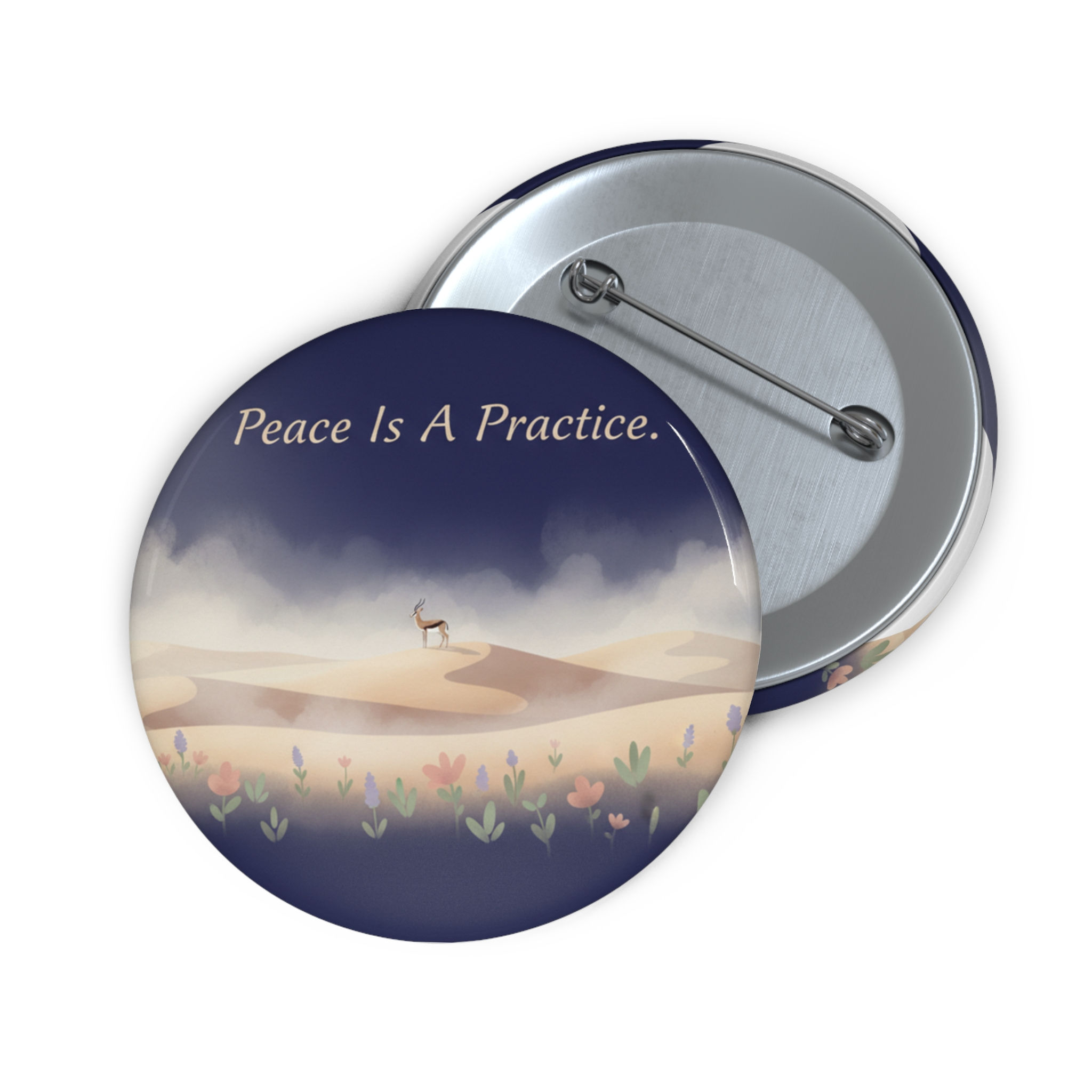 Gazelle Pin Button – Peace is a Practice