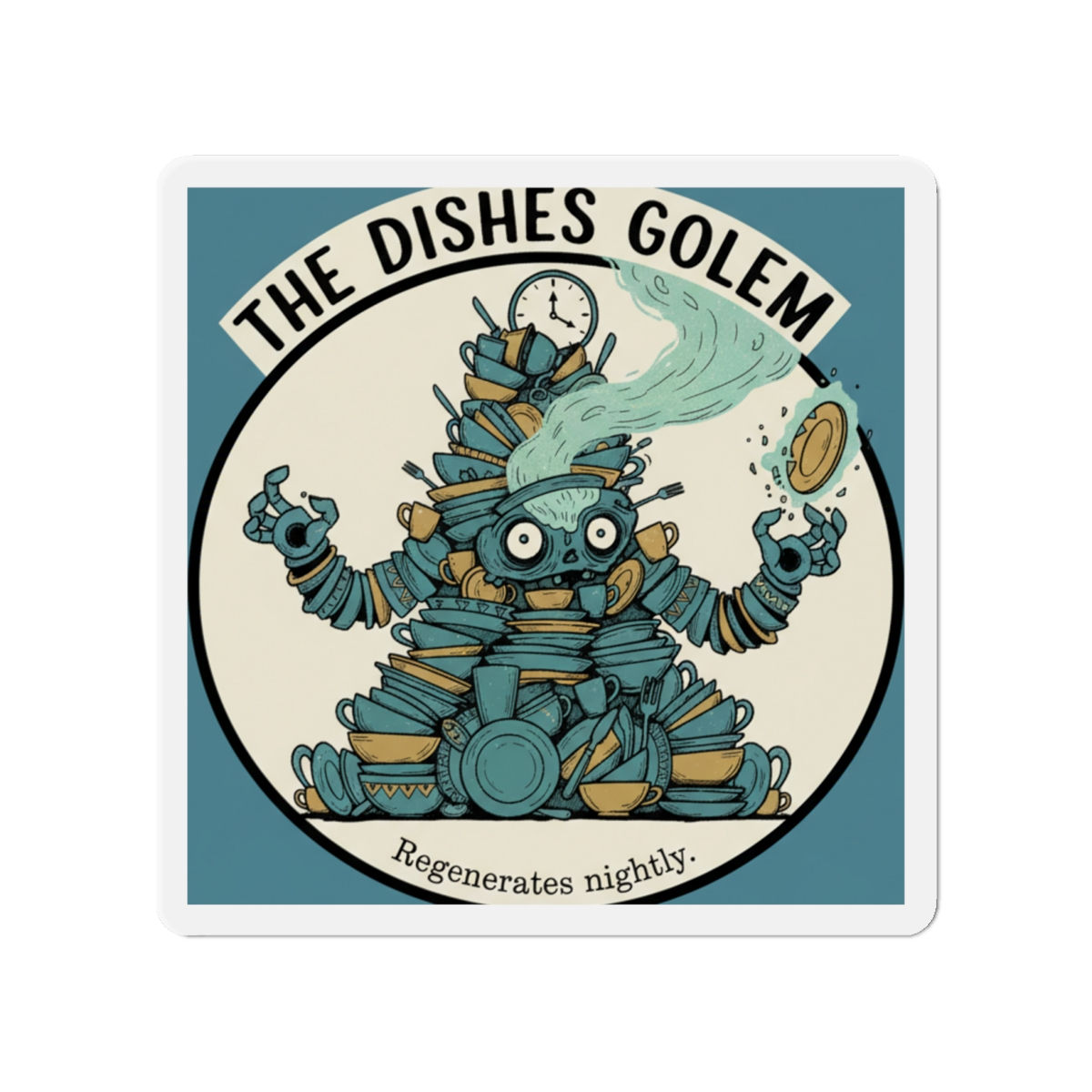 Dishes Golem Die-Cut Magnet – The Dishes Golem Regenerates Nightly