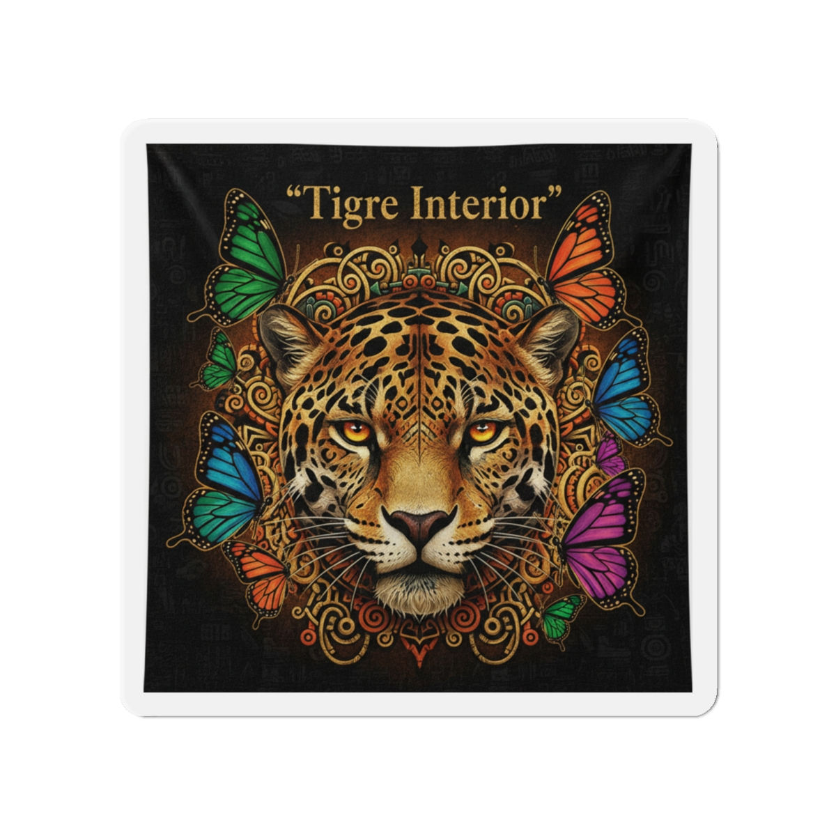Jaguar And Butterflies Die-Cut Magnet – Tigre Interior