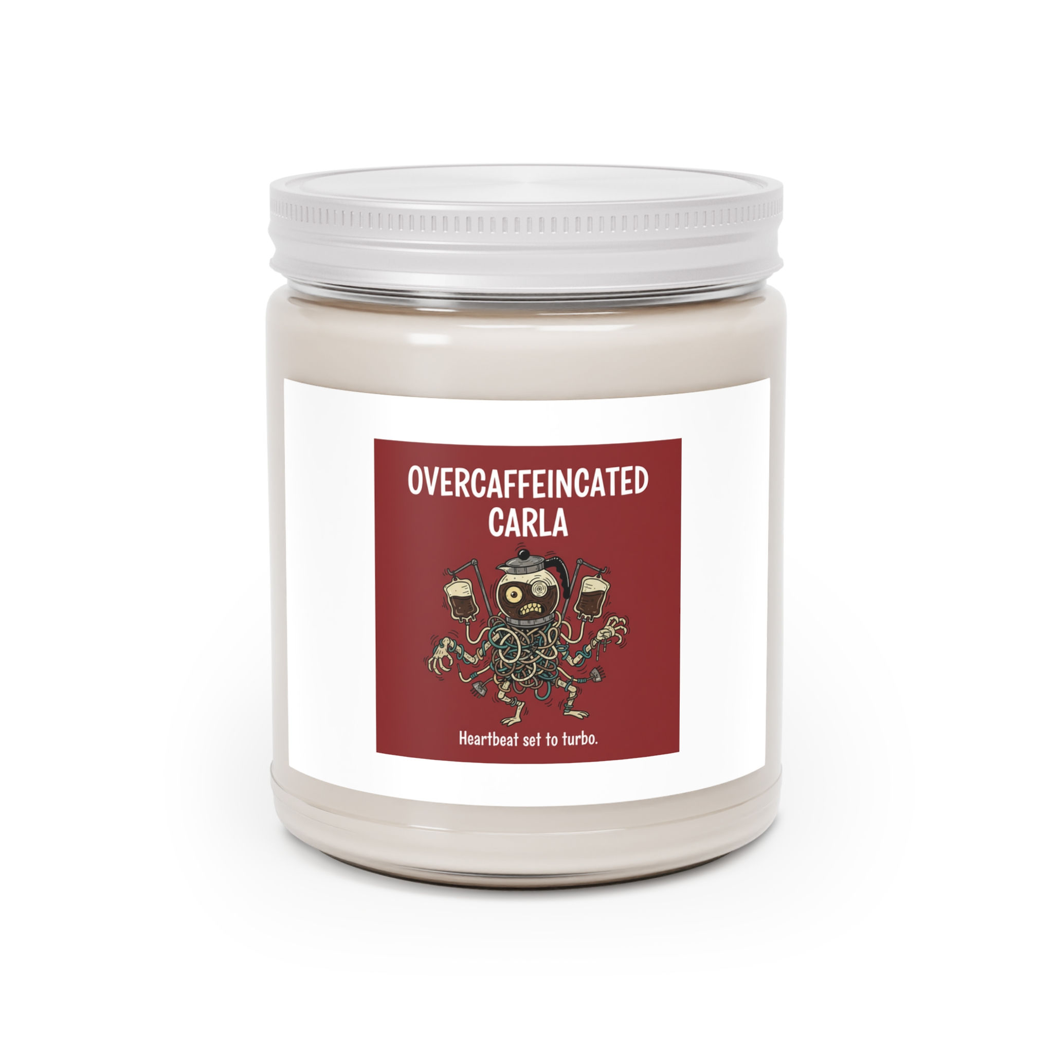 Overcaffeinated Carla Scented Candle – Heartbeat Set to Turbo
