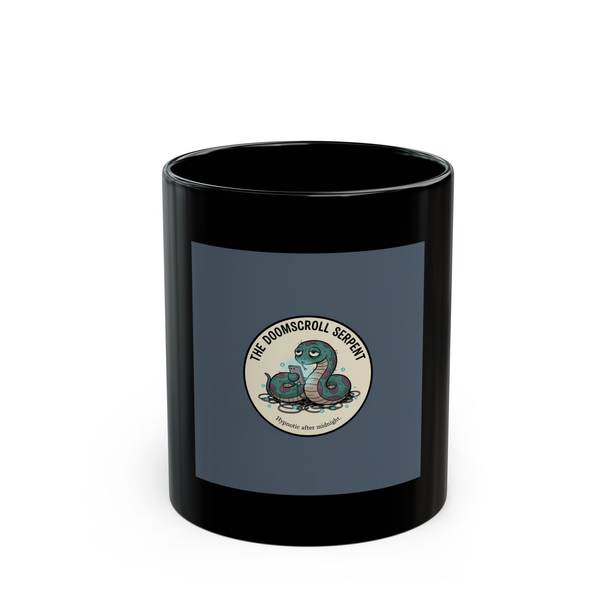 Doomscroll Serpent Black Mug 11oz – Hypnotic After Midnight