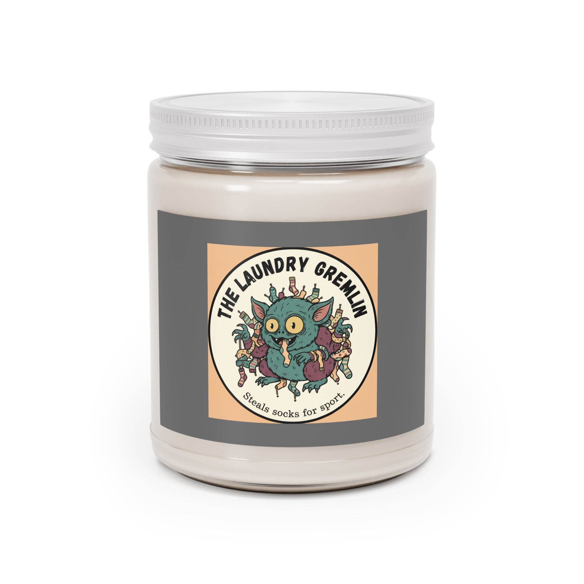 Laundry Gremlin Scented Candle – The Laundry Gremlin Steals Socks for Spo