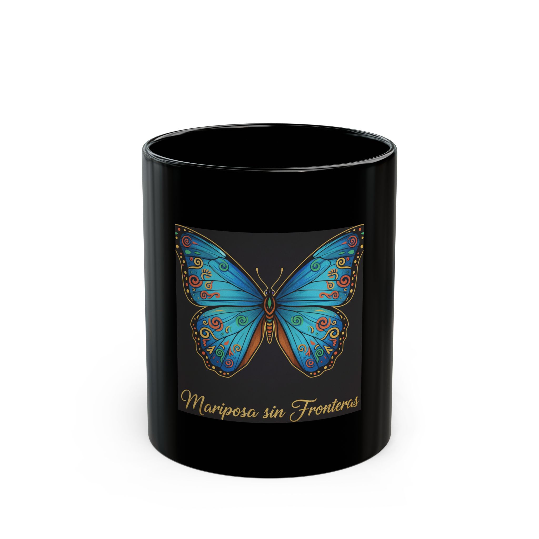 Butterfly Black Mug 11oz – Mariposa Sin Fronteras