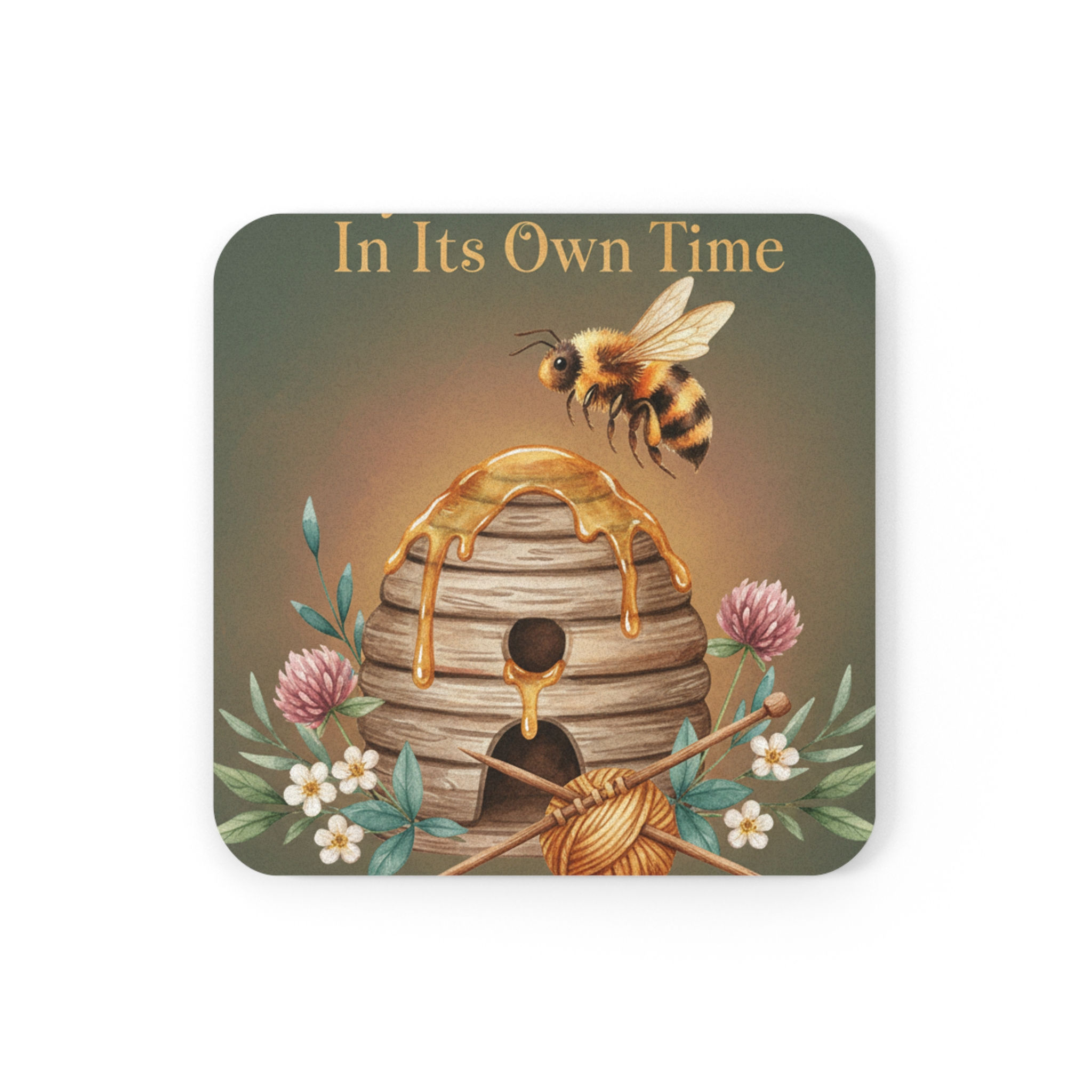 Honeybee Cork Coaster – Every Flower Blooms in Its Own Time