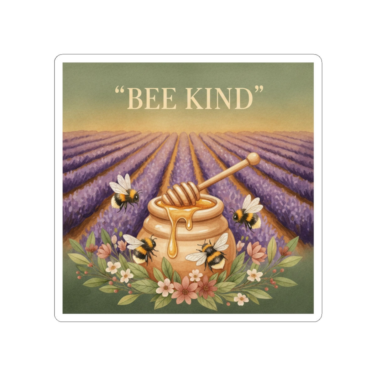 Bees Lavender Honey Jar Kiss-Cut Sticker – Bee Kind