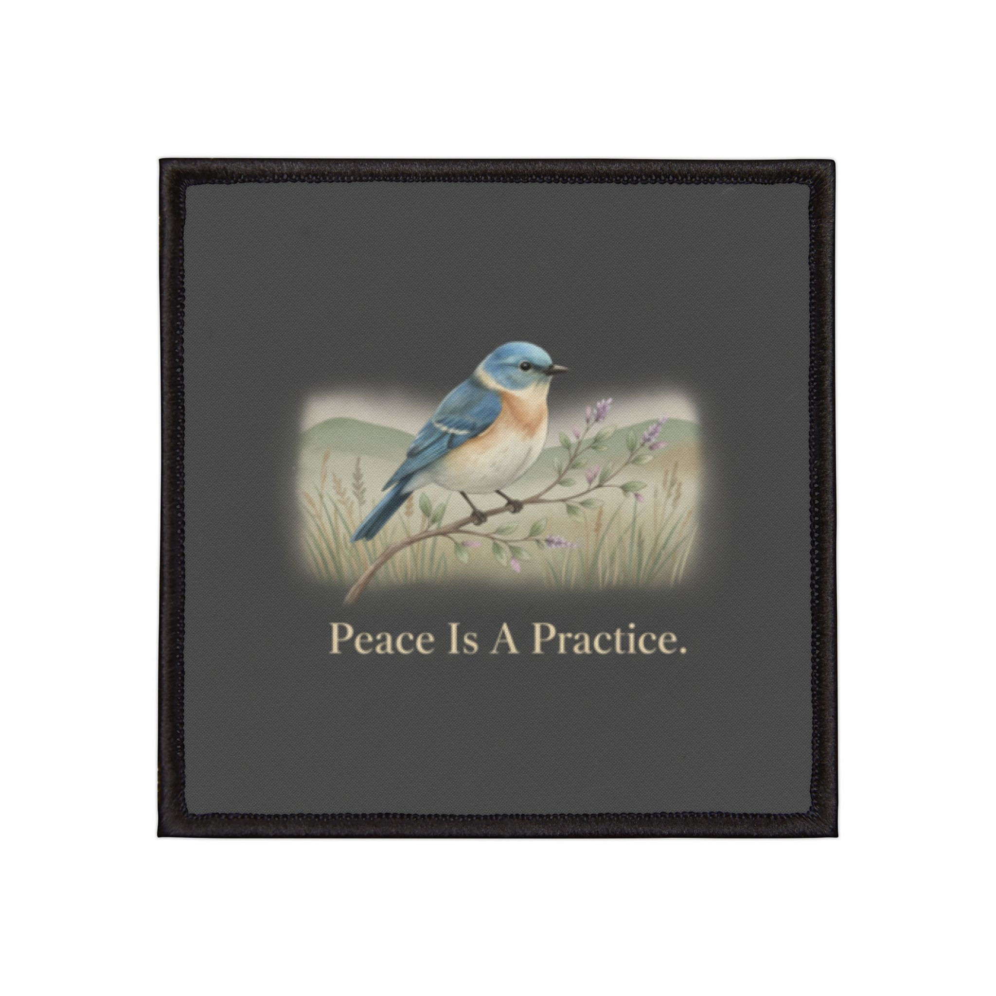 Bluebird Iron-On Patch – Peace is a Practice