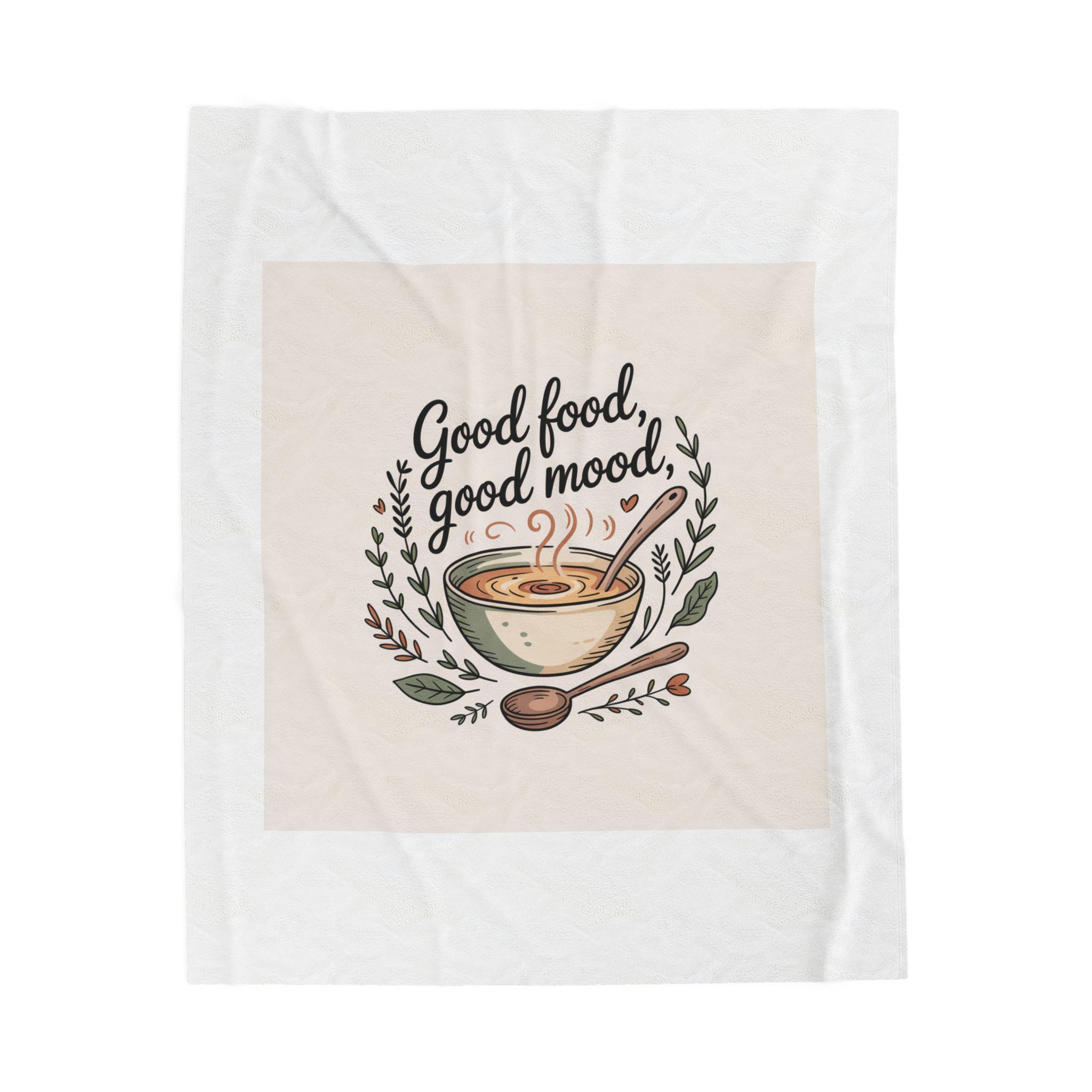 Good Food Good Mood Soup Blanket | winter comfort food design, cozy kitchen