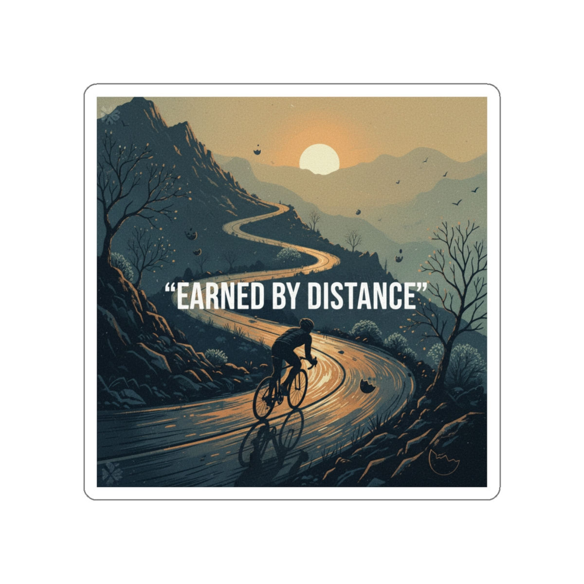 Cyclist Die-Cut Sticker – Earned by Distance