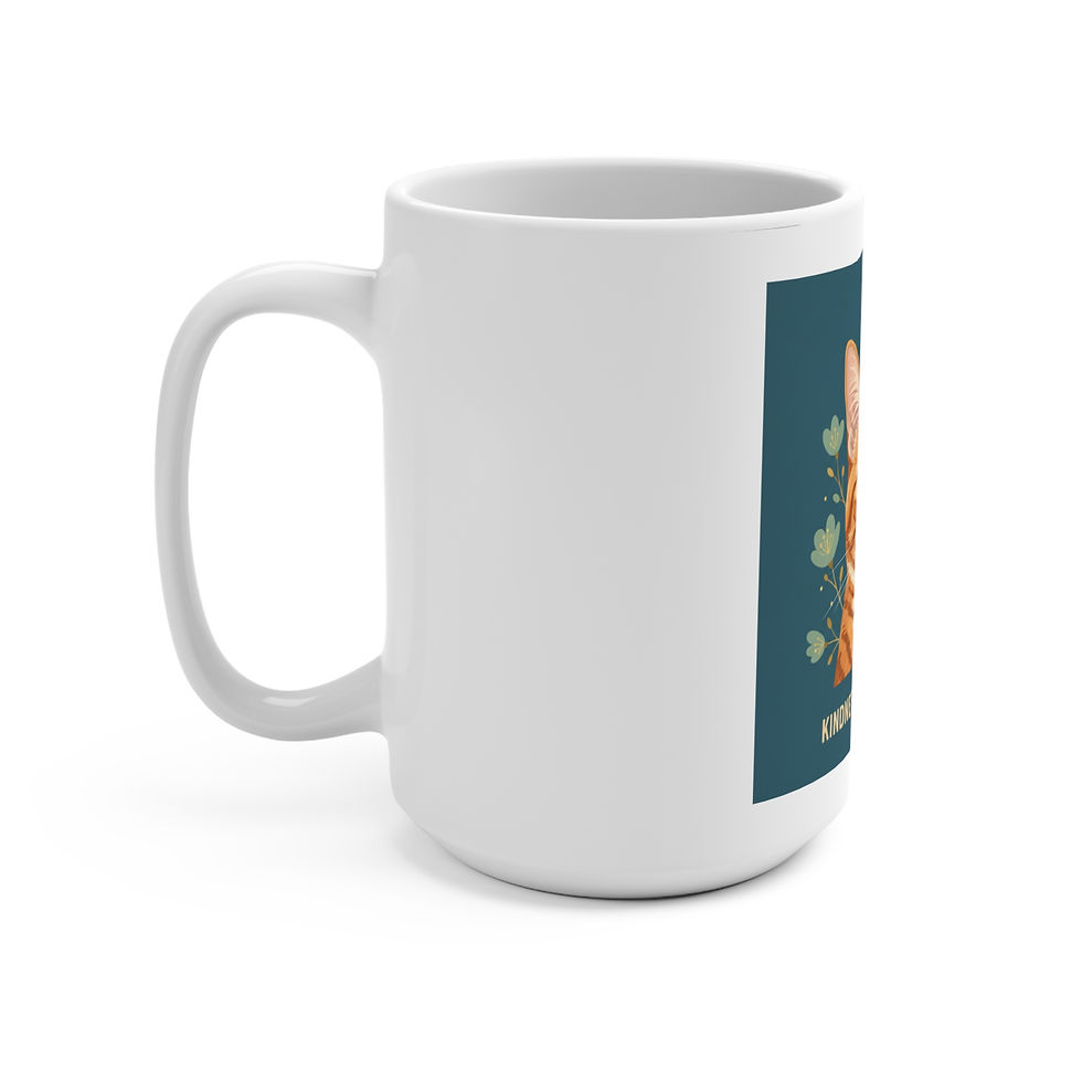 Thumbnail: Cat Mug 15oz – Kindness Has Four Legs Fafaaf