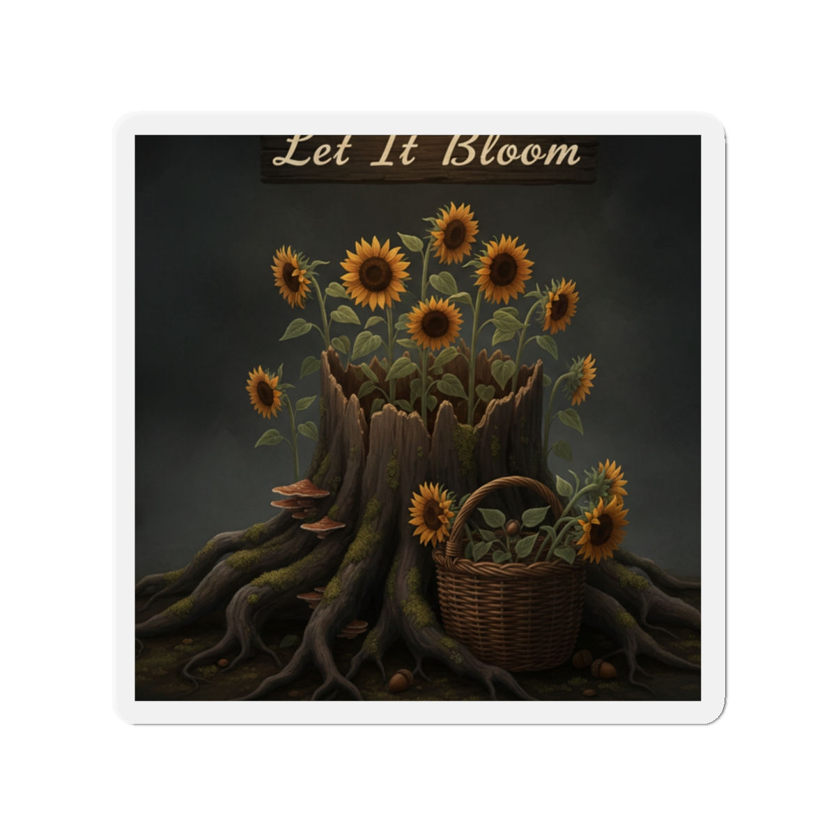Sunflowers And Tree Roots Die-Cut Magnet – Let it Bloom