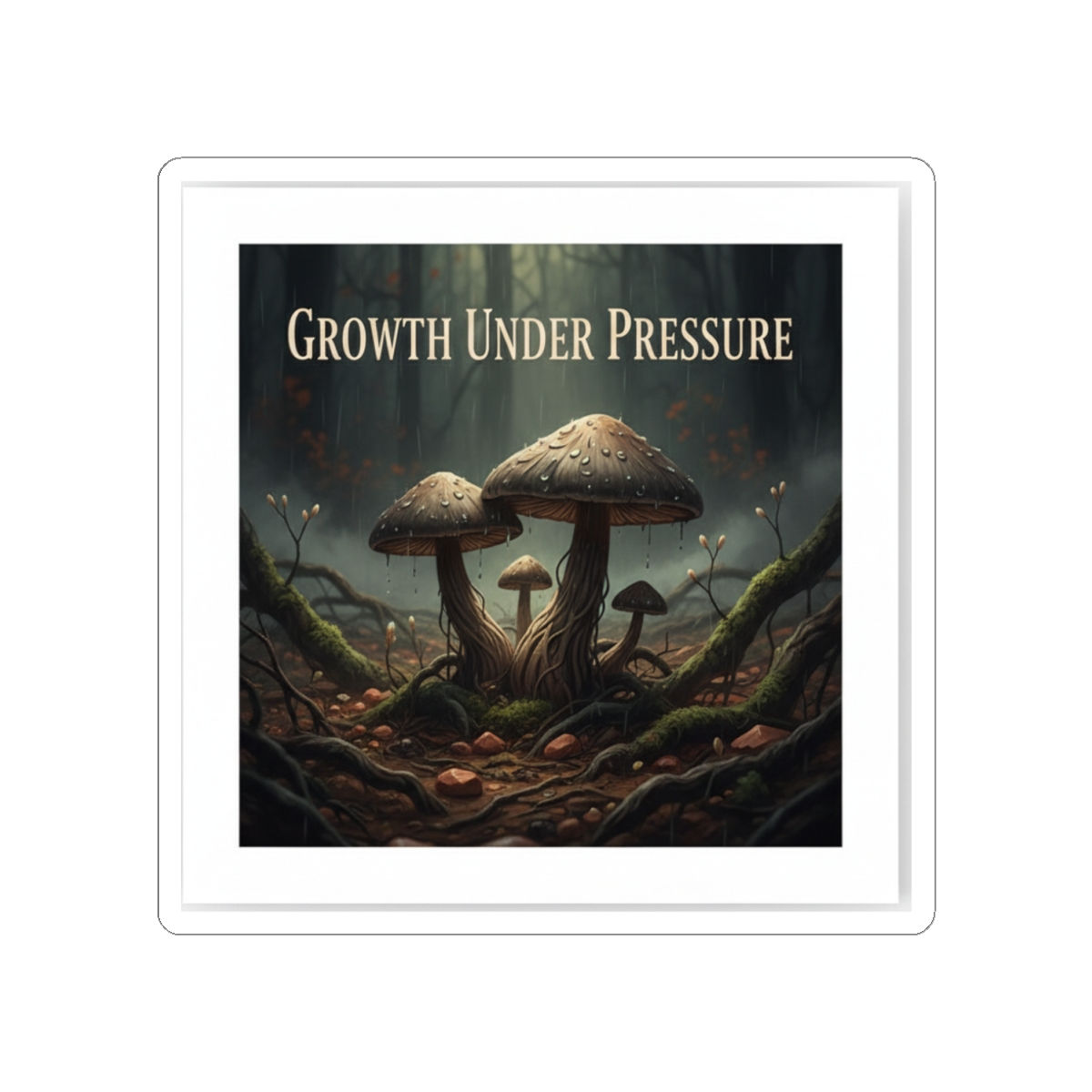 Mushrooms Kiss-Cut Sticker – Growth Under Pressure