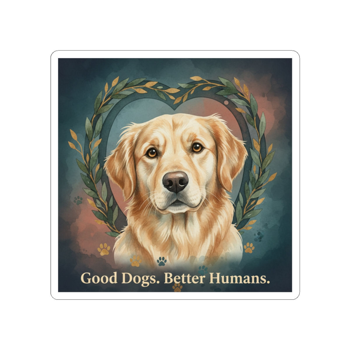 Golden Retriever Kiss-Cut Sticker – Good Dogs Better Humans
