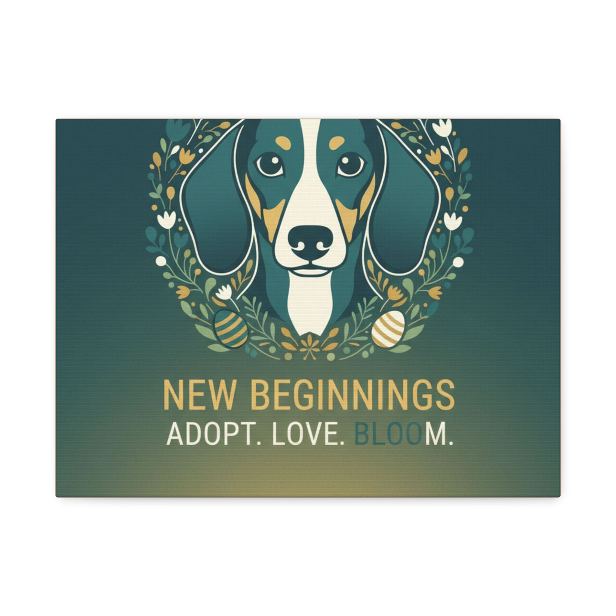 Dachshund Canvas Print – New Beginnings Adopt Love Bloom