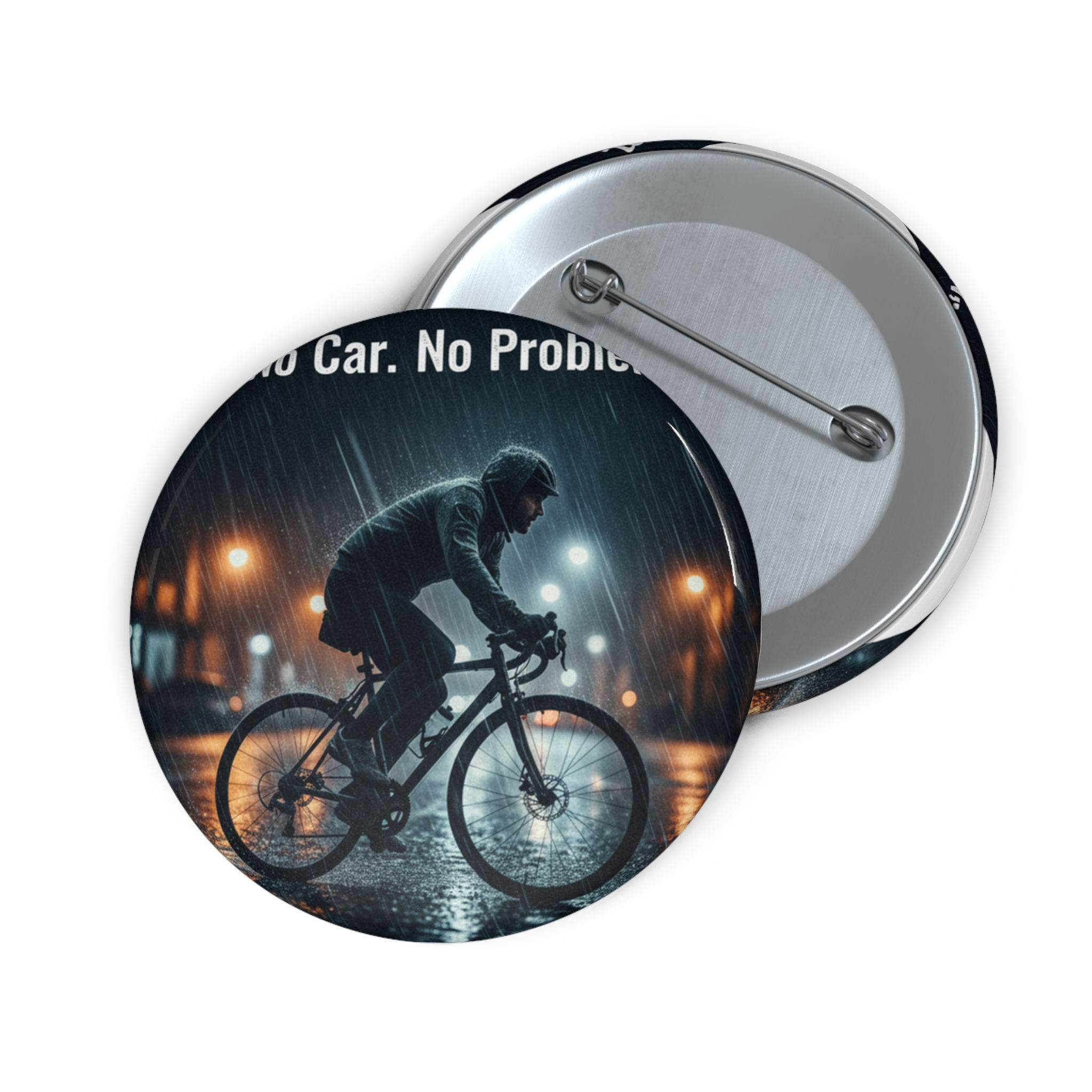 Cyclist Pin Button – No Car No Problem