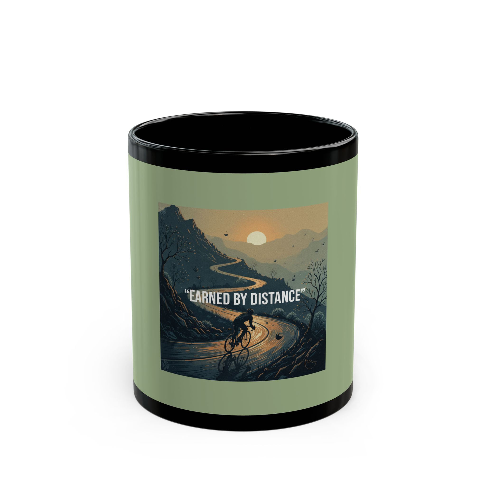 Cyclist Black Mug 11oz – Earned by Distance