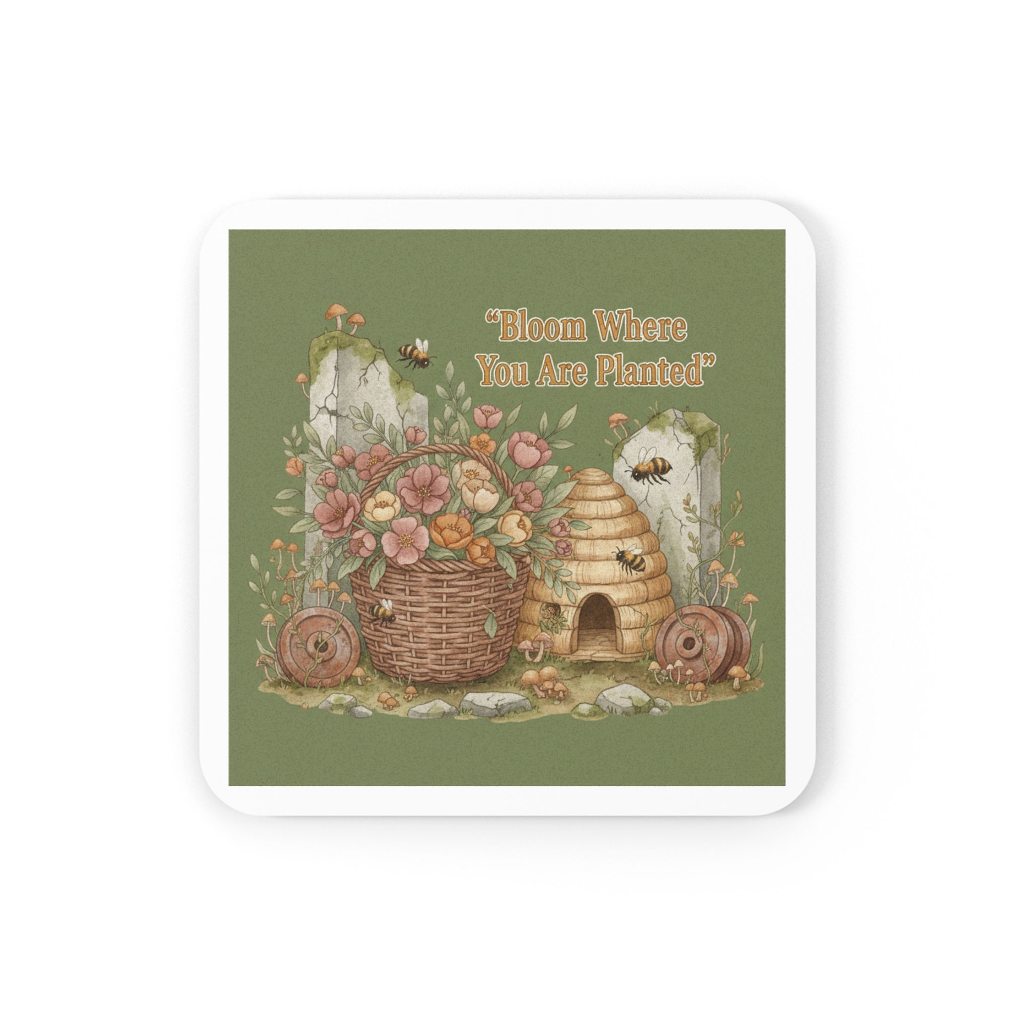 Bee Cork Coaster – Bloom Where You Are Planted