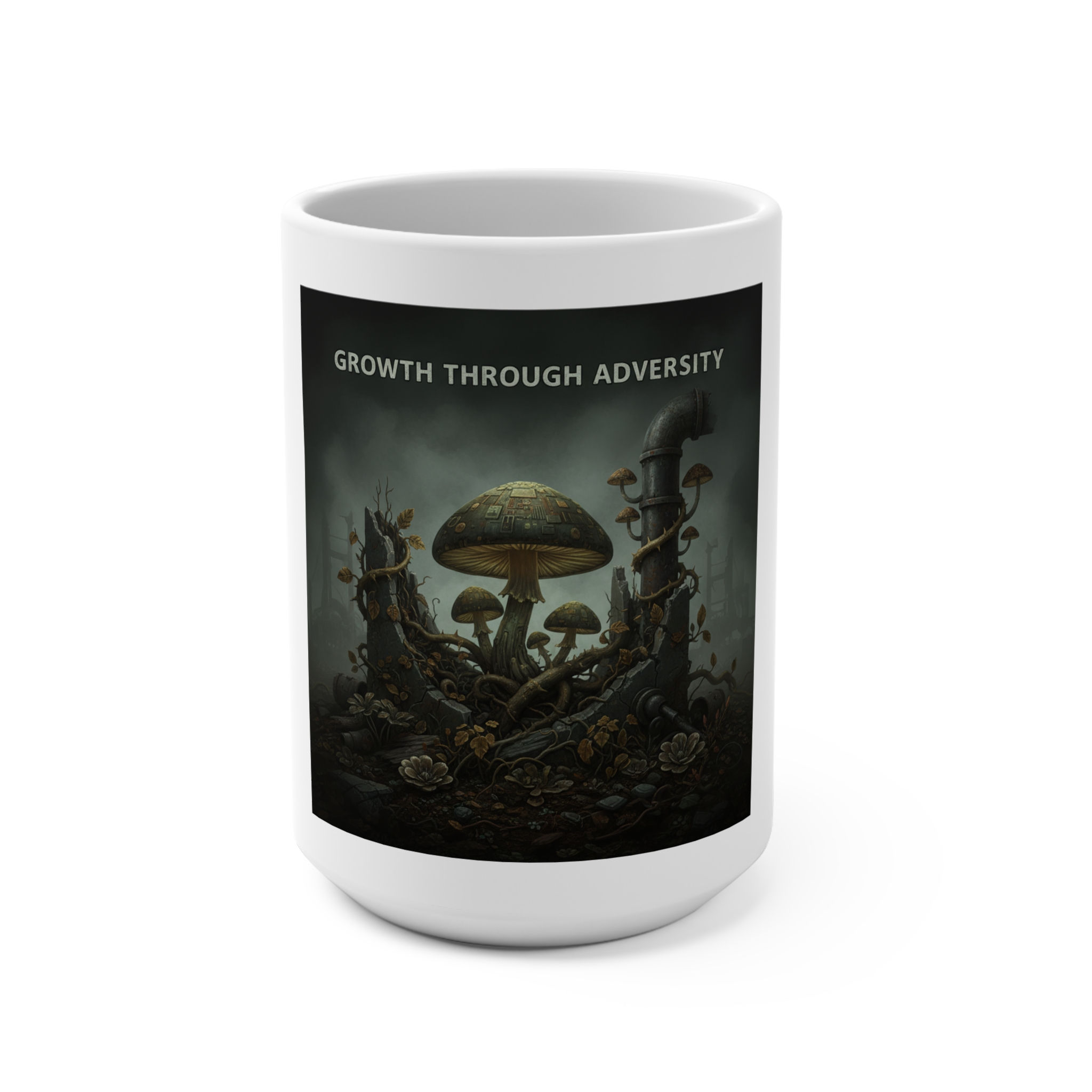 Mushroom Pipe Vines Mug 15oz – Growth Through Adversity