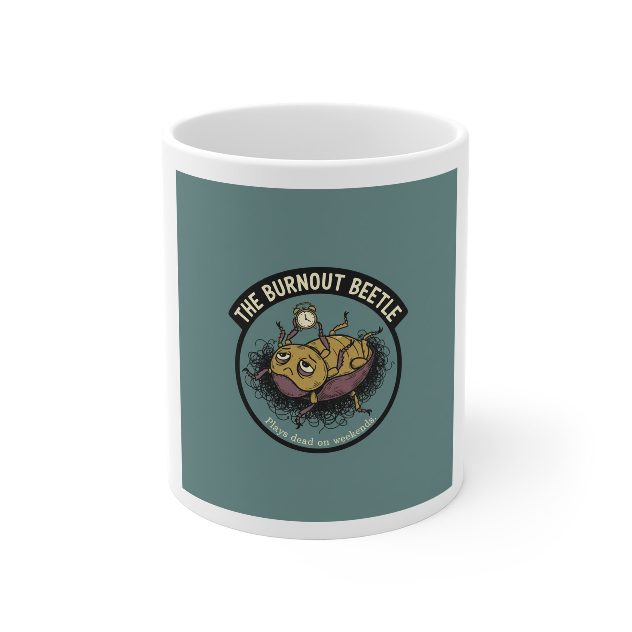 Burnout Beetle Mug 11oz – The Burnout Beetle Plays Dead on Weekend